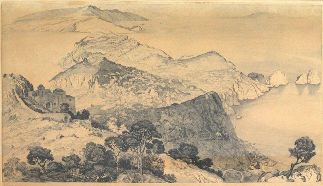 Lipinsky, Lino S. (1873 Graudenz - Rom 1940). Ansicht der Insel Capri.