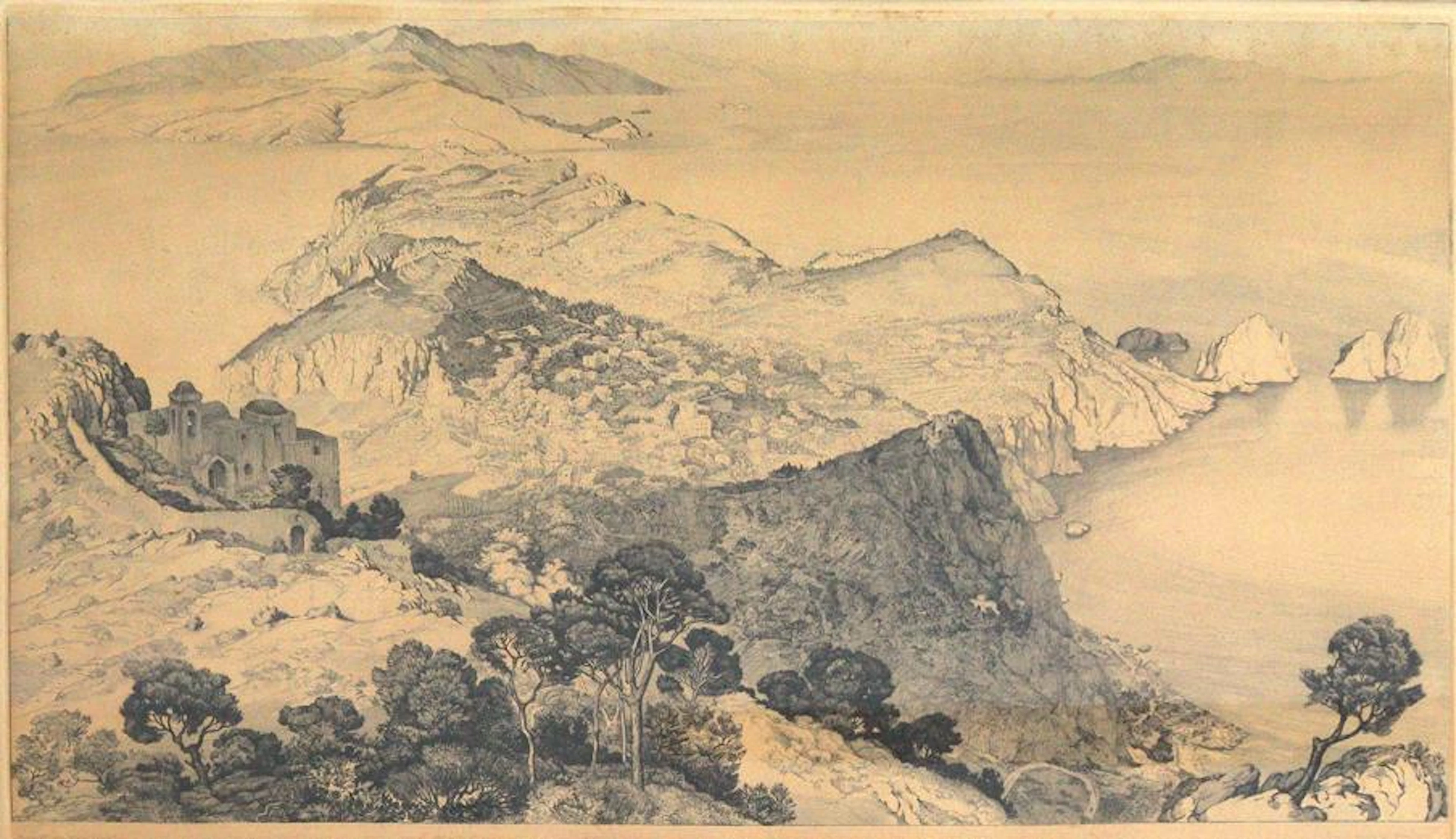 Lipinsky, Lino S. (1873 Graudenz - Rom 1940). Ansicht der Insel Capri.
