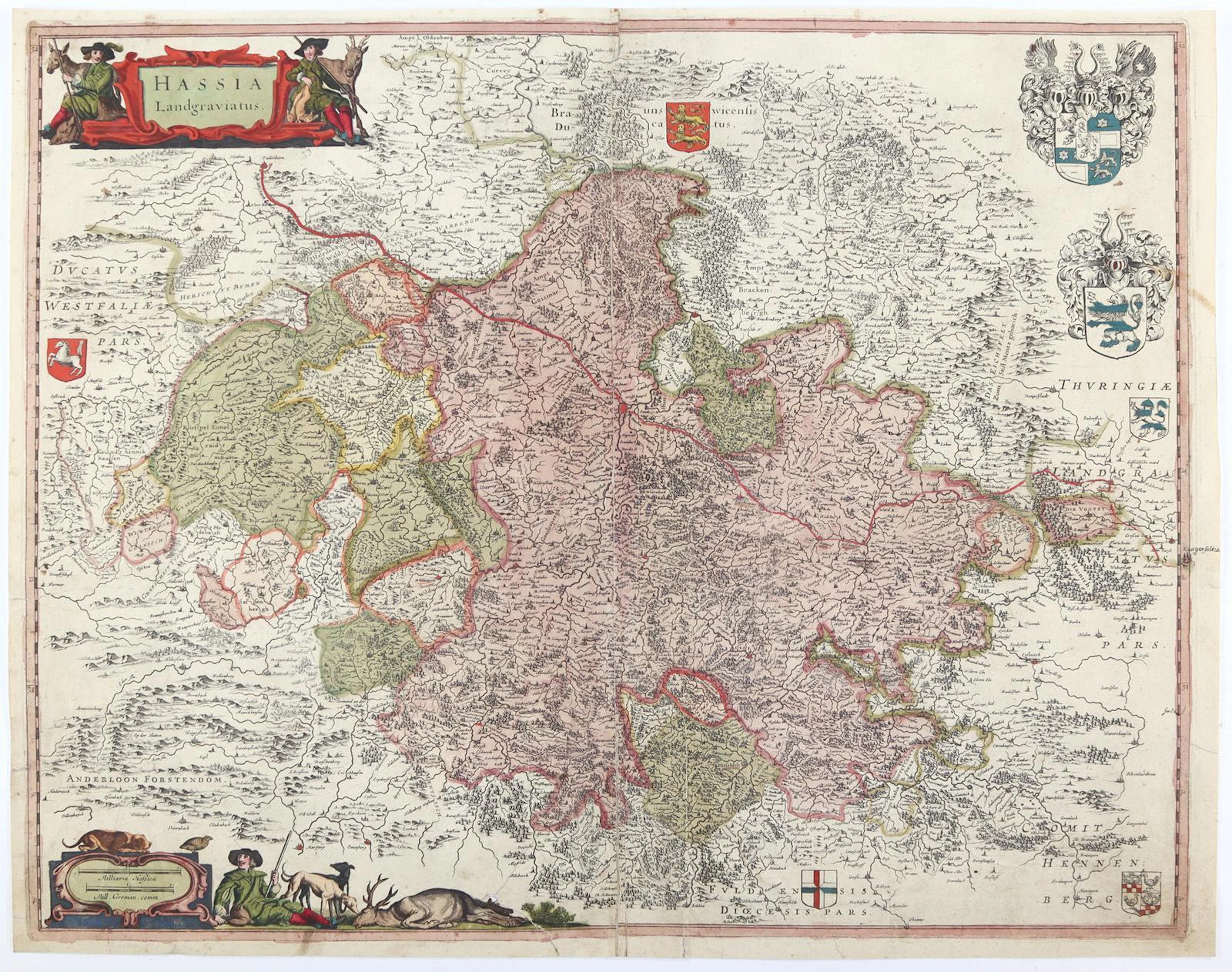 Hessen. Landkarten "Hassia Landgraviatus". 4 Bll. altkol. u. kol.