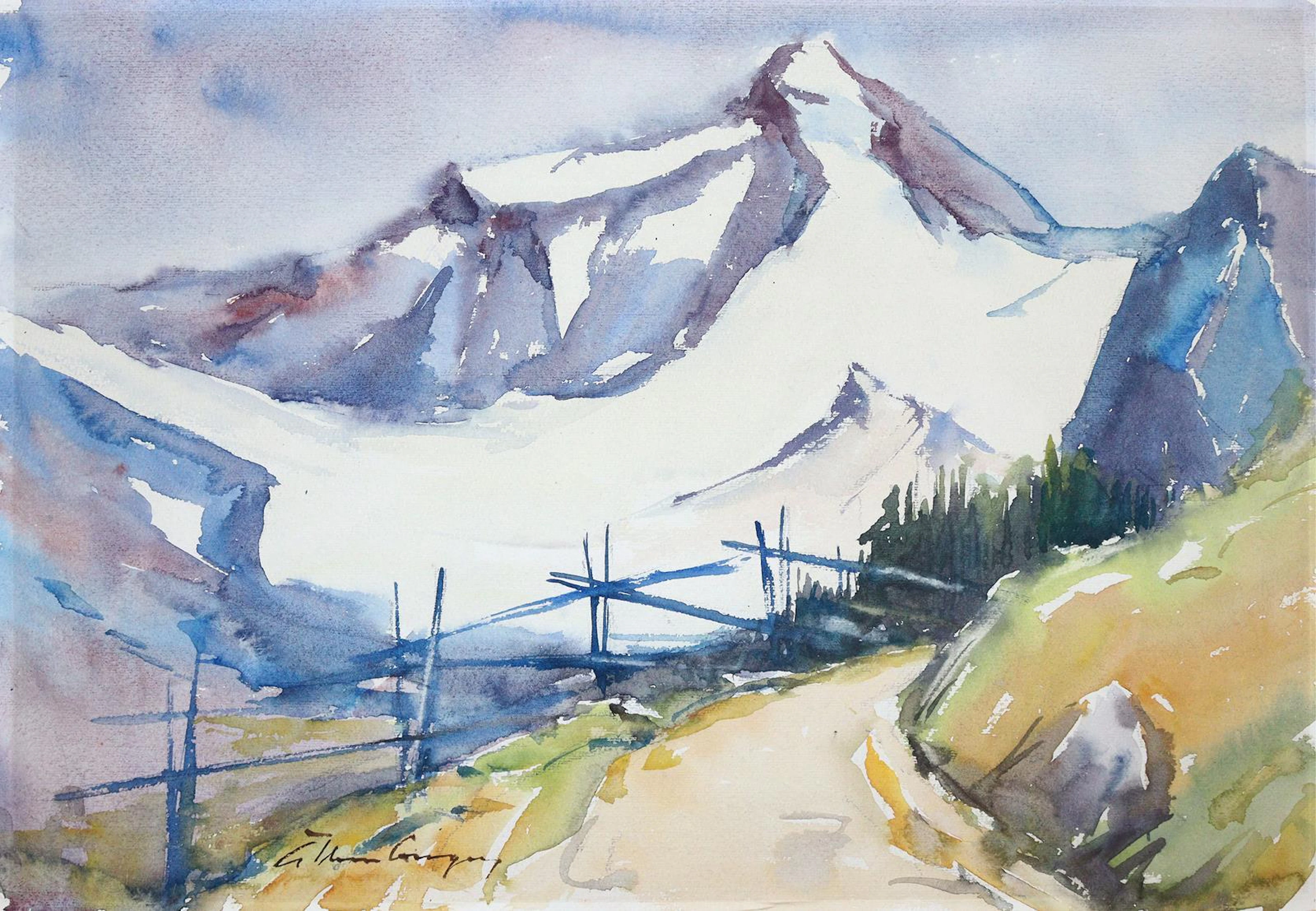 Illenberger, Gustl (1898 Heidenheim). Tuxeer Joch. Aquarell auf Bütten.
