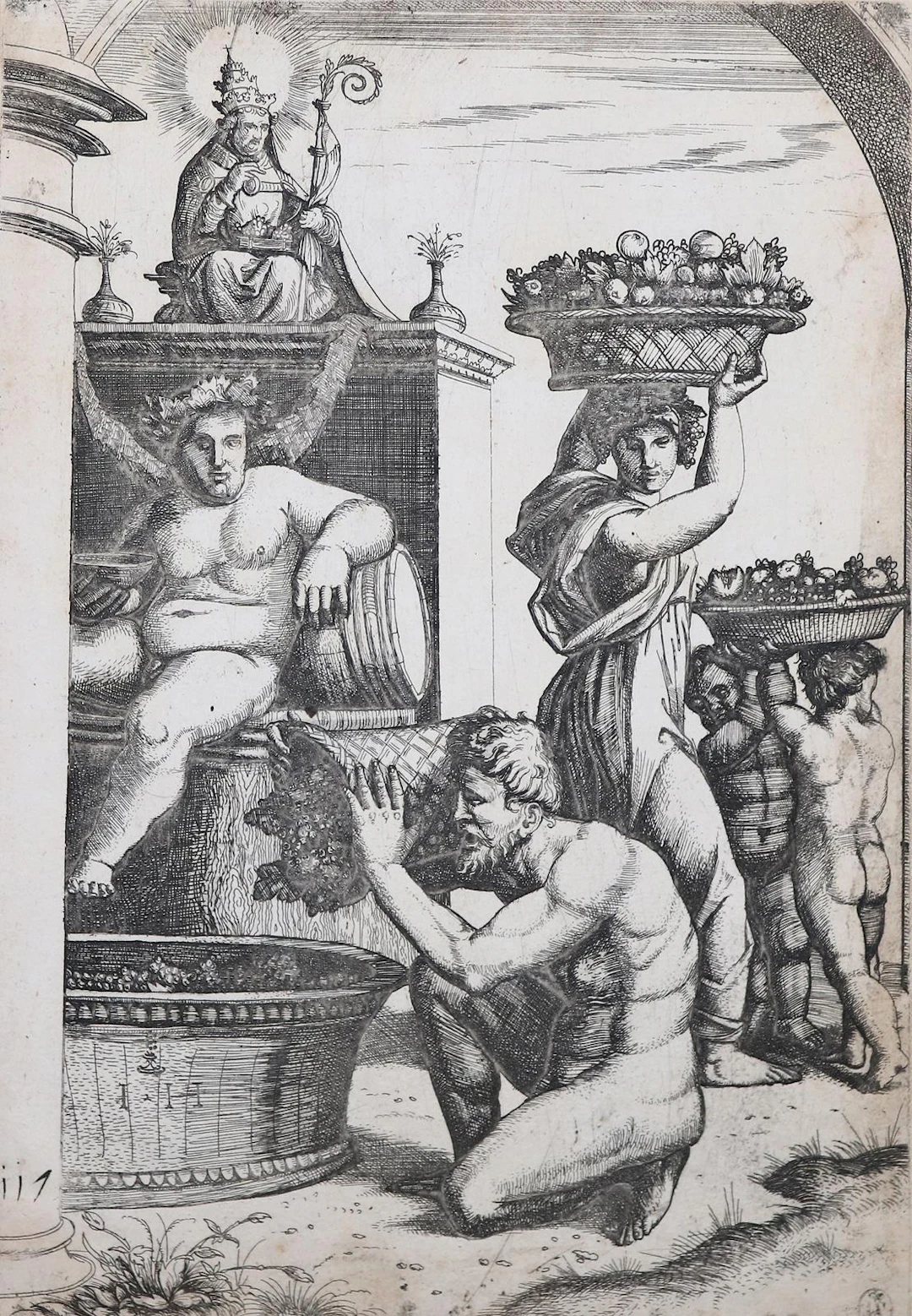 Hopfer, Hieronymus (1500 Augsburg - Nürnberg 1563). Die Weinpresse.