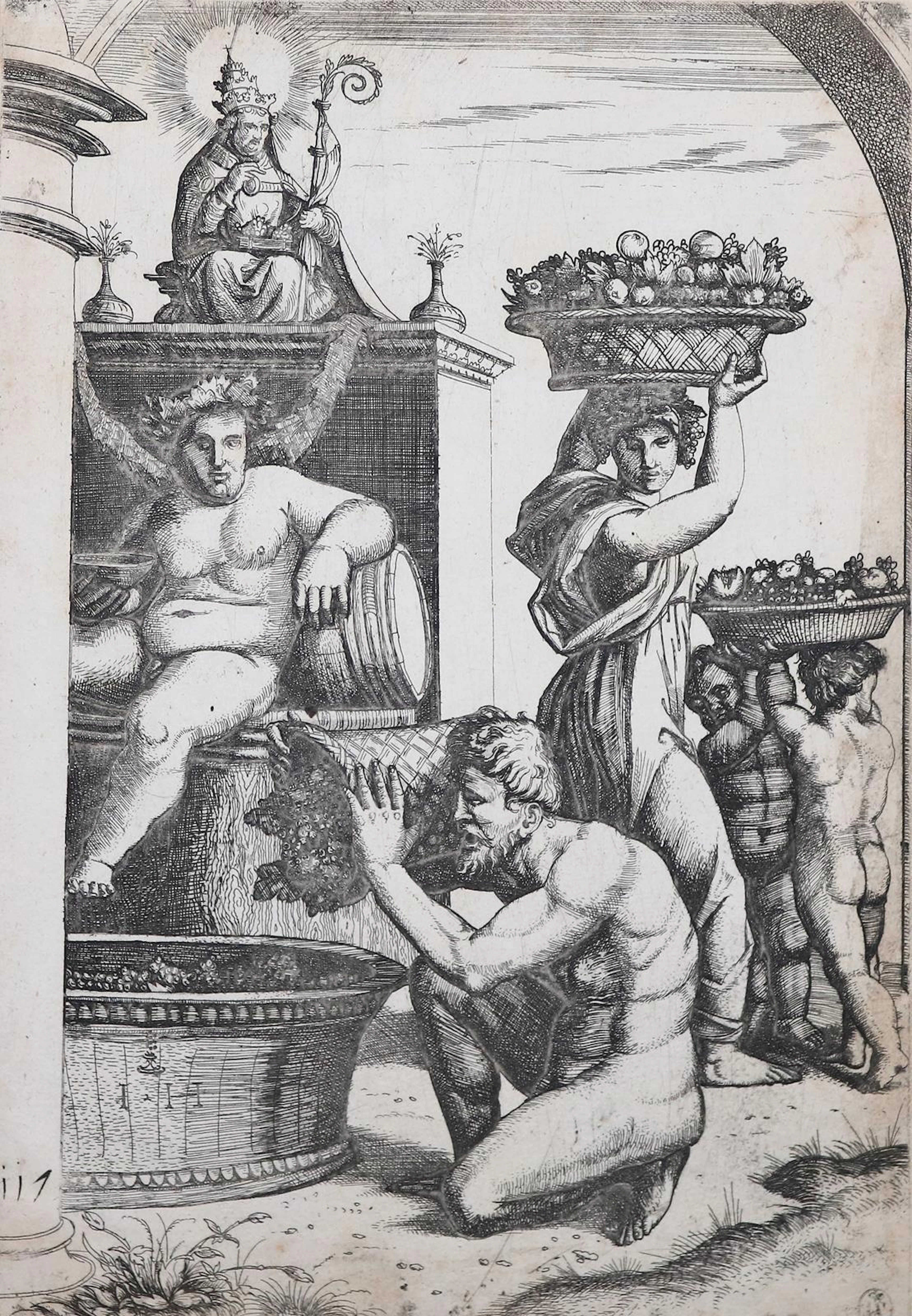 Hopfer, Hieronymus (1500 Augsburg - Nürnberg 1563). Die Weinpresse.
