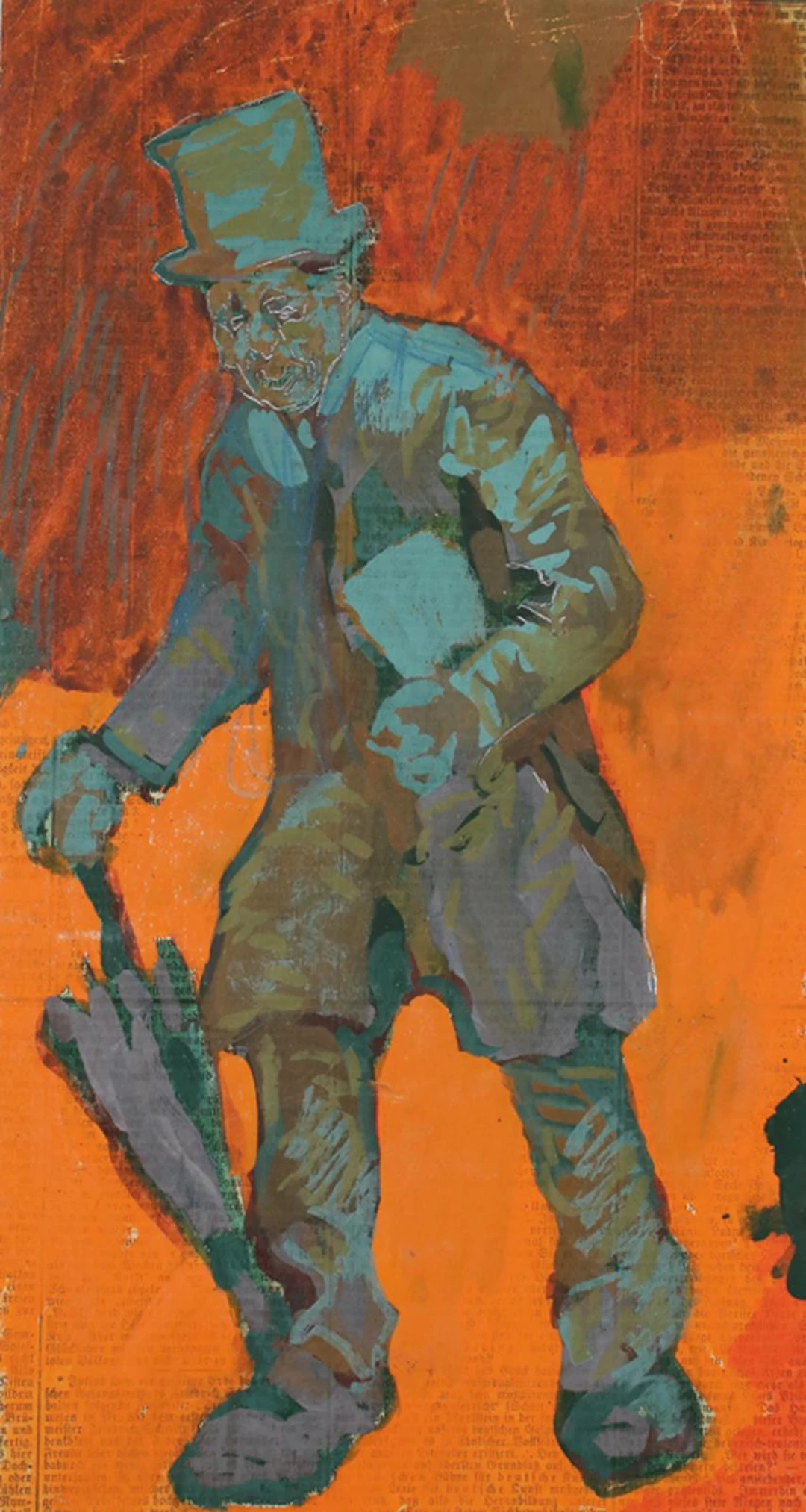 Anonym (wohl München um 1900). Gehender älterer Mann mit Zylinderhut
