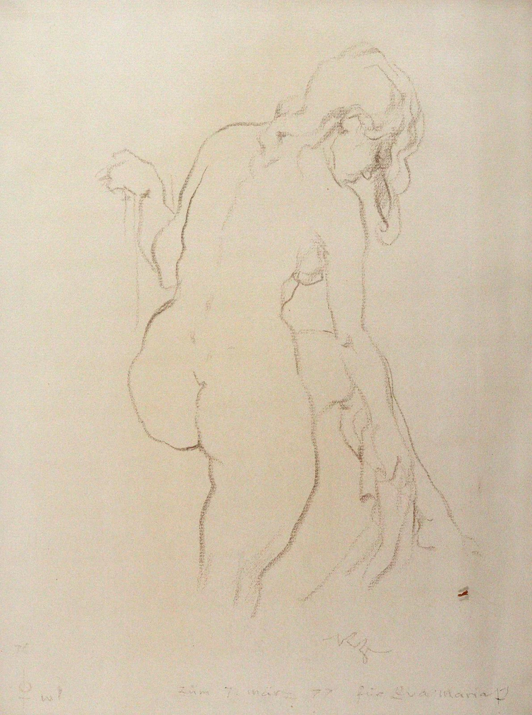 Ziegler, Richard (1891 Porzheim 1992). Weiblicher Rückenakt. Braune