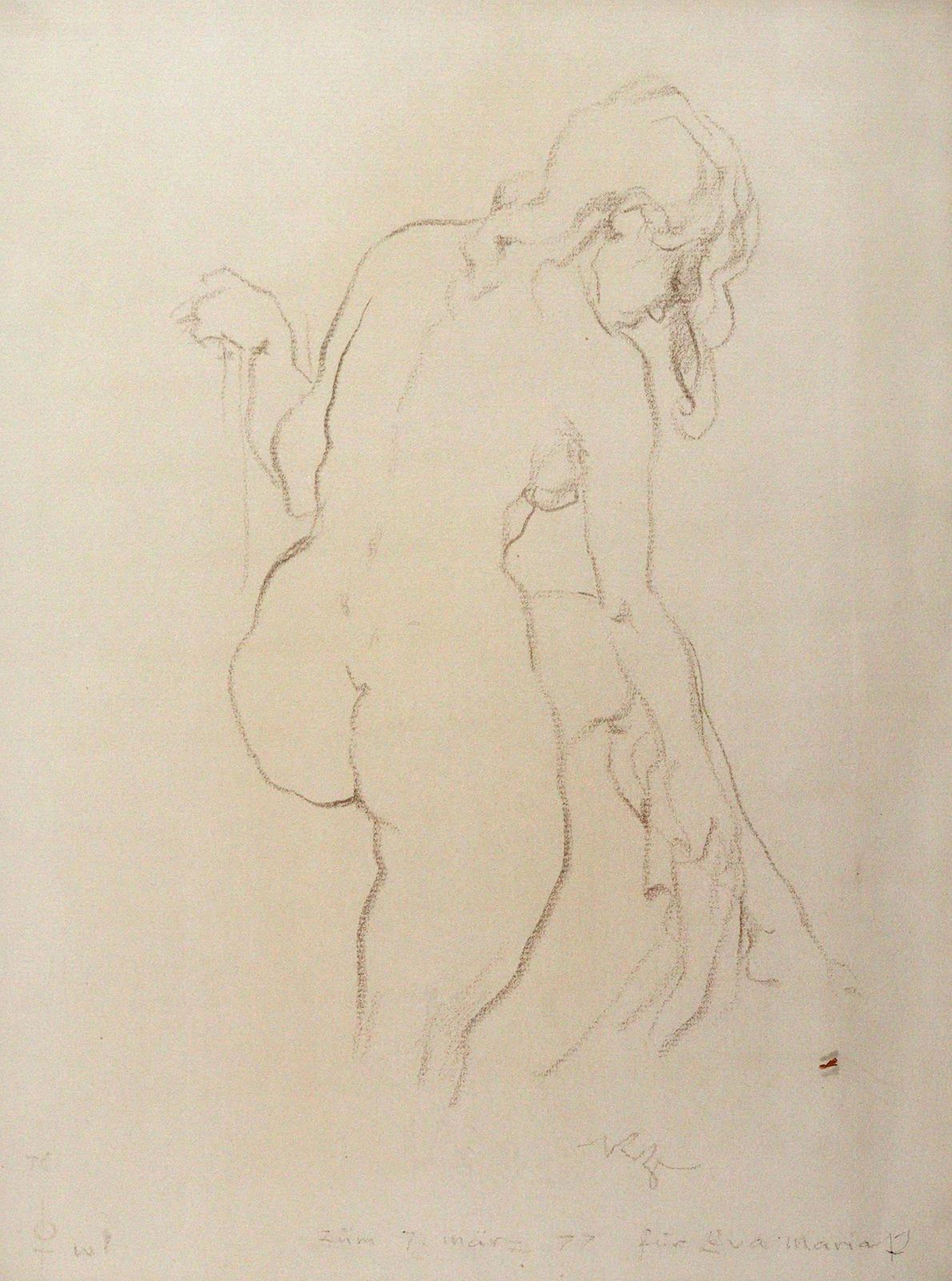 Ziegler, Richard (1891 Porzheim 1992). Weiblicher Rückenakt. Braune