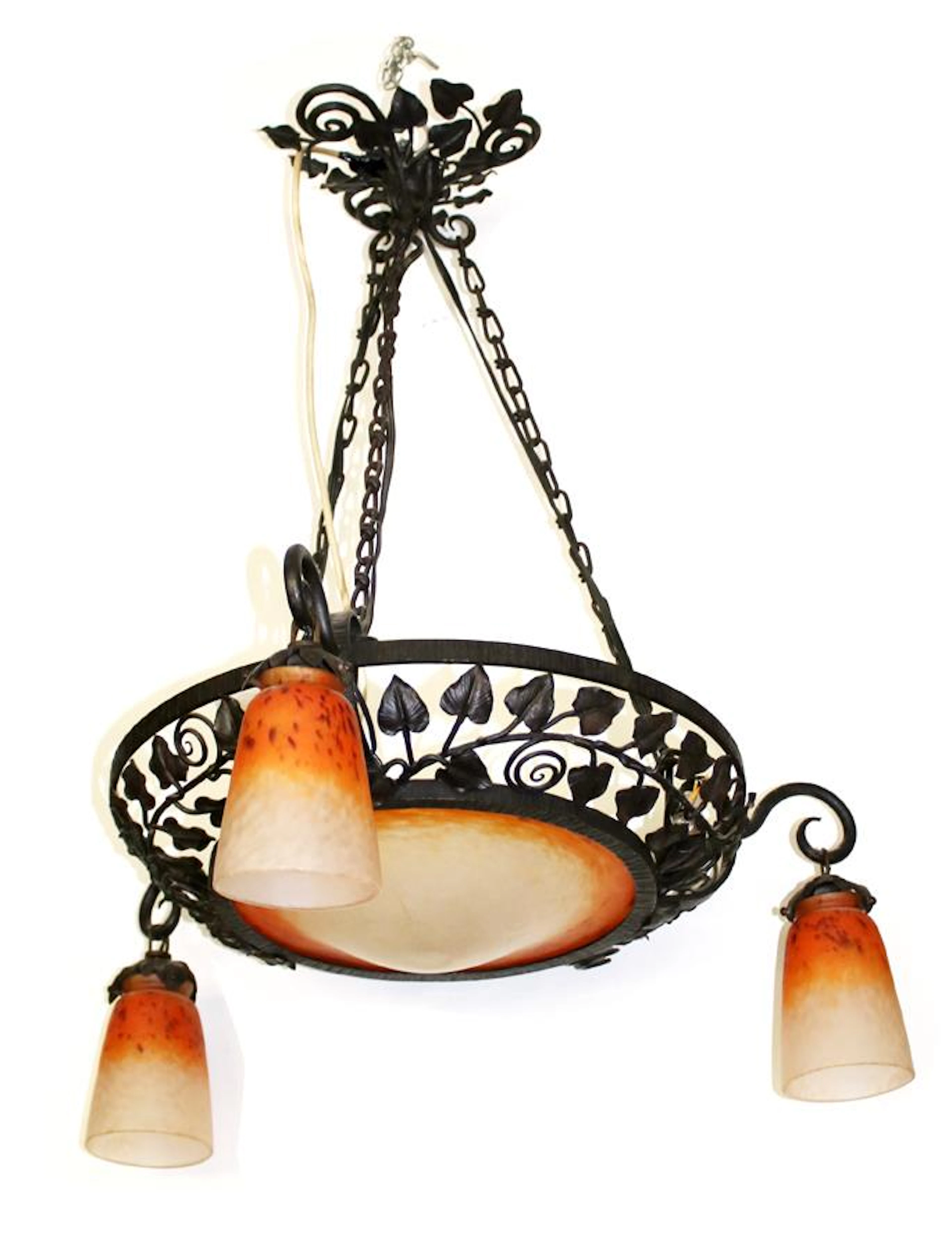 Verrerie Schneider Deckenlampe mit 3 Tulpen u