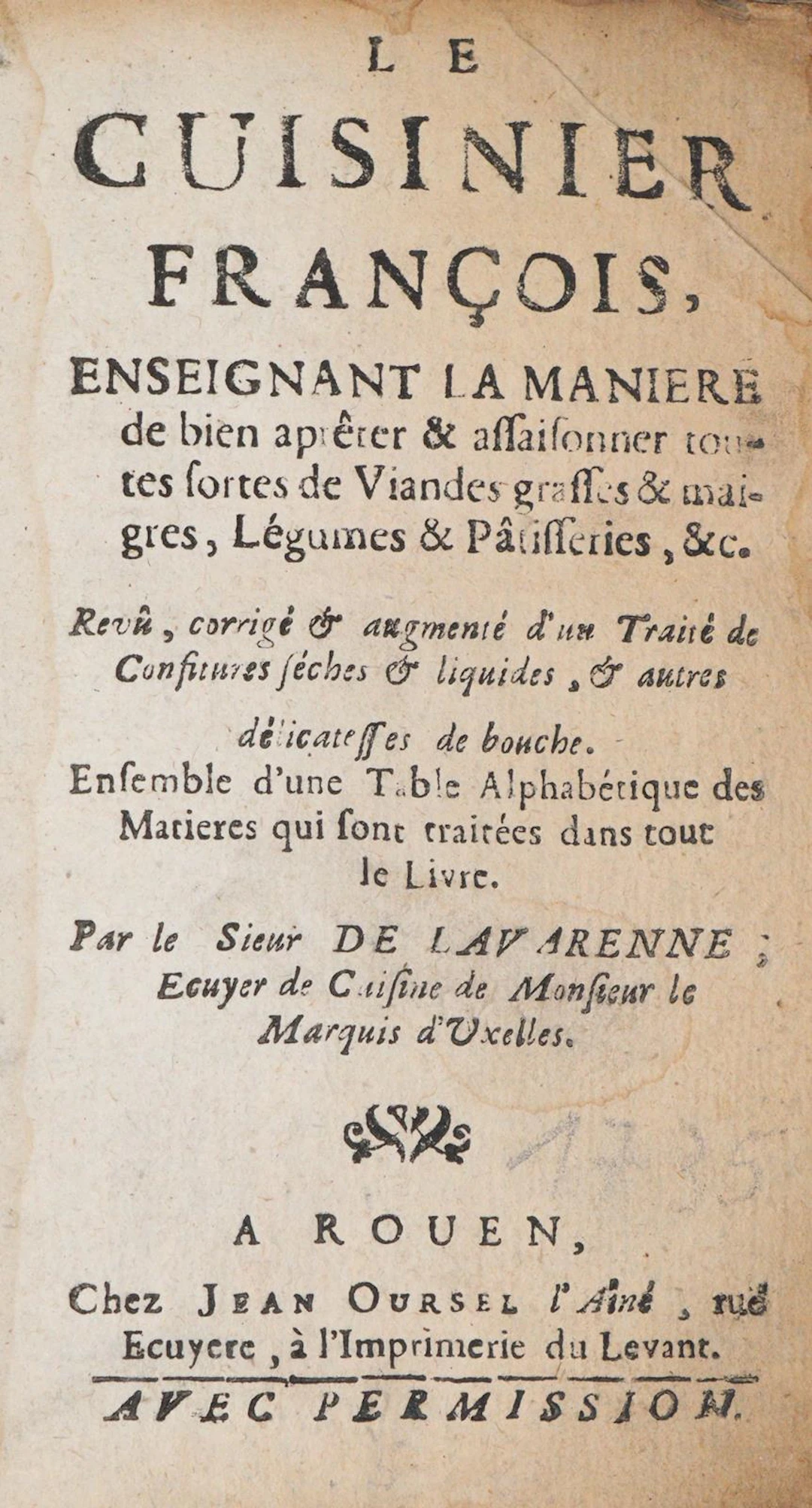 La Varenne,(F.P.de). Le Cuisinier Francois