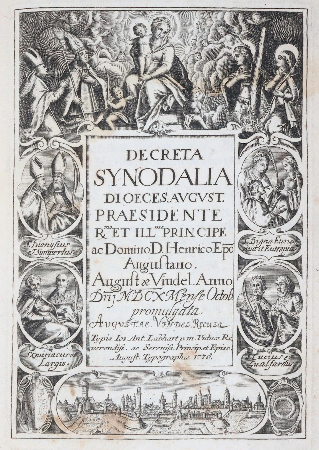 Decreta Synodalia Dioeces. August. Praesidente... Henrico Ep(isco)po