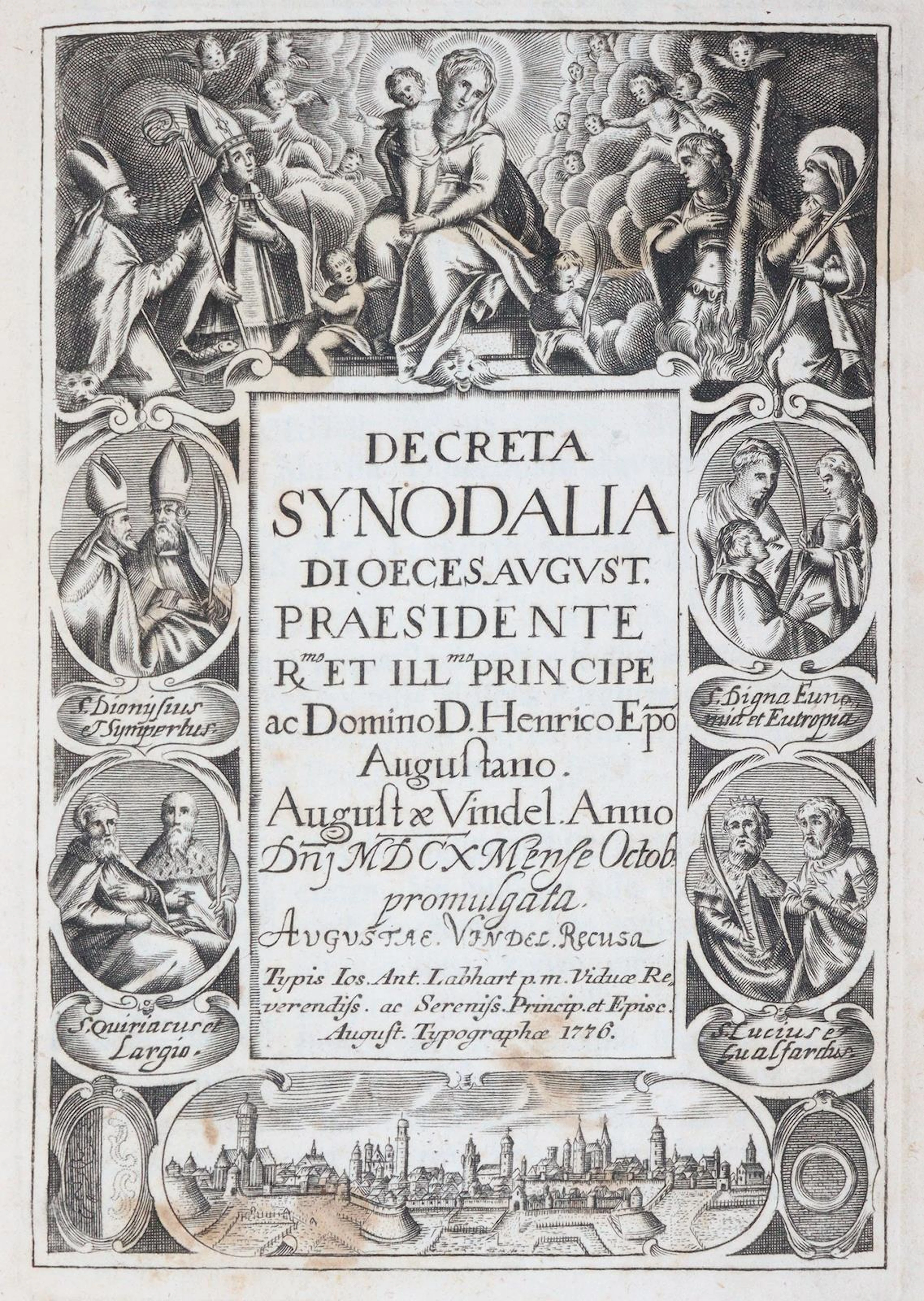 Decreta Synodalia Dioeces. August. Praesidente... Henrico Ep(isco)po
