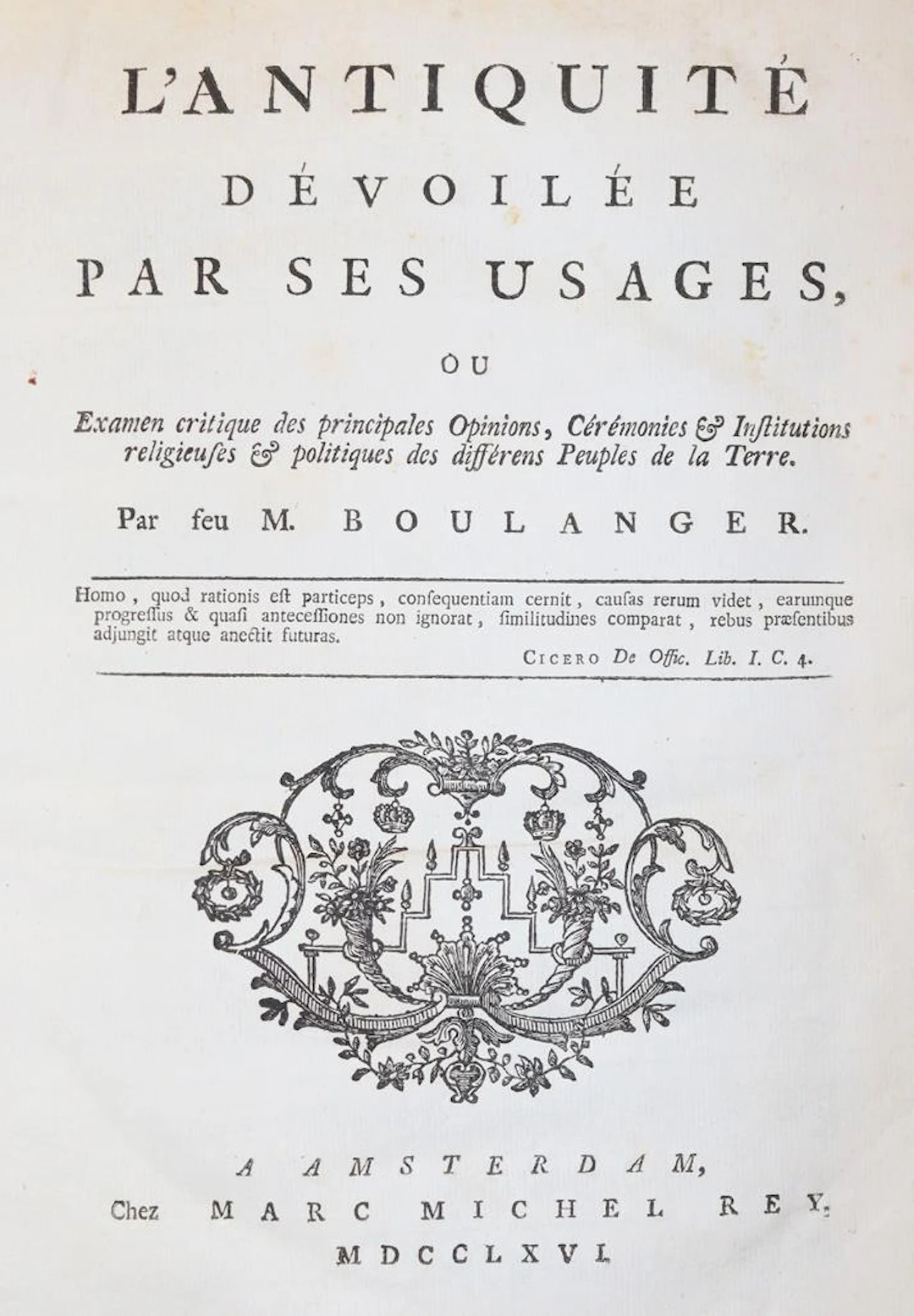 Boulanger,(N.-A.). L'antiquité dévoilée par ses usages. (Ed. par P.H.D.