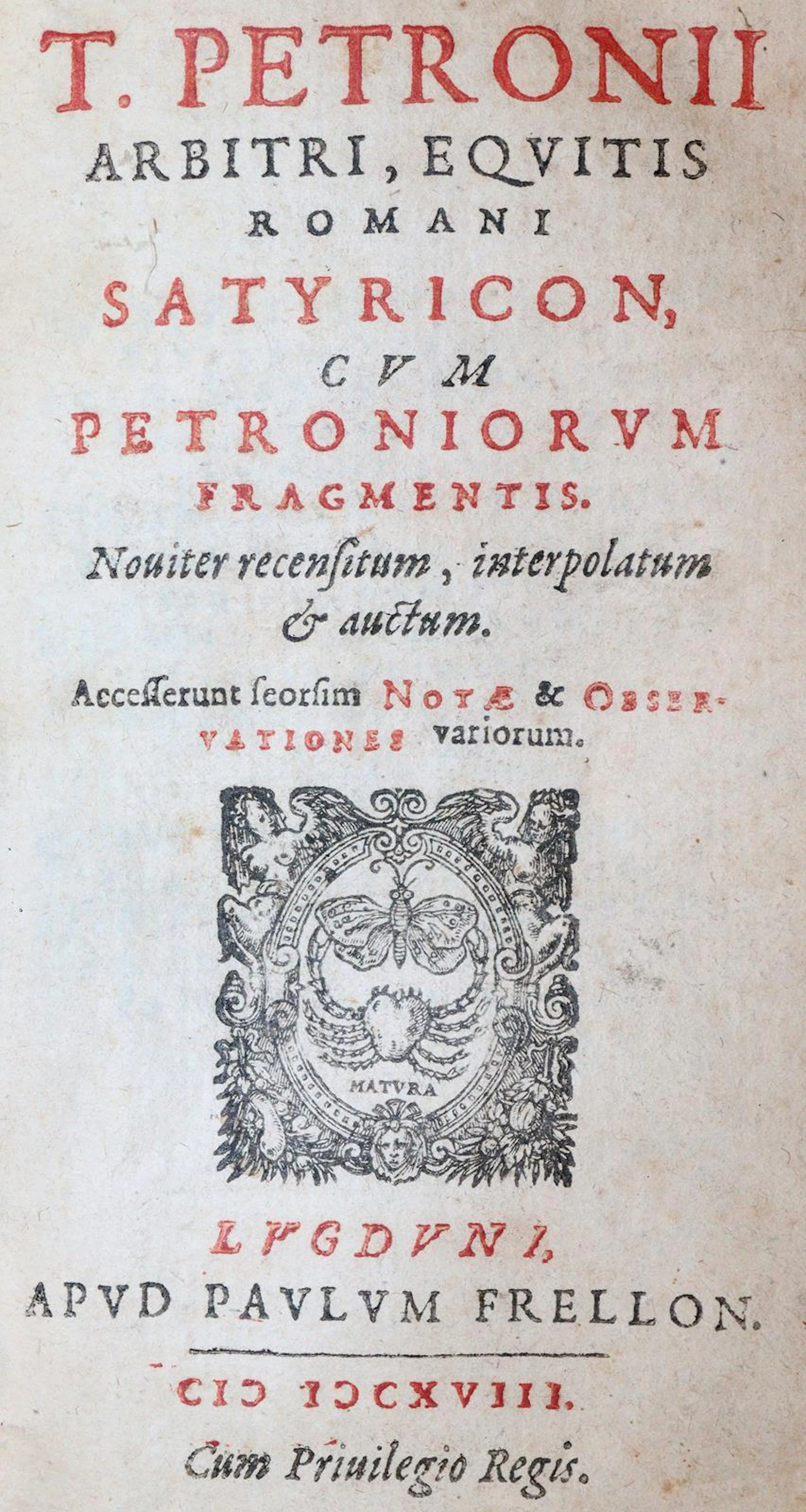 Petronius Arbiter,T. Satyricon cum Petroniorum fragmentis. Noviter recensitum