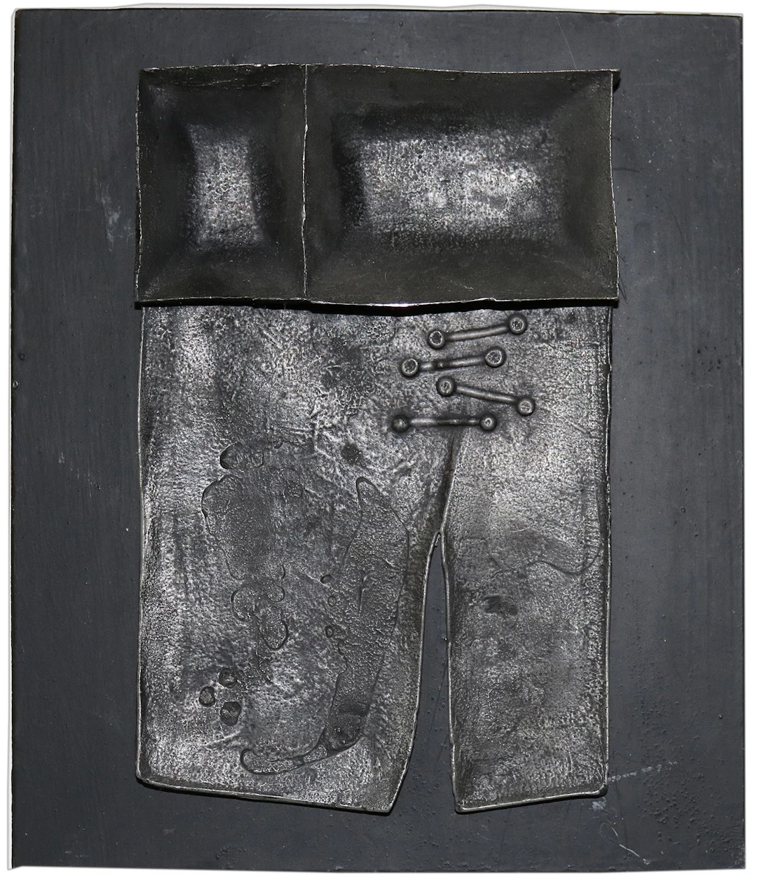 Metallrelief. Abstrakte Komposition auf metallener Platte mont. 2.