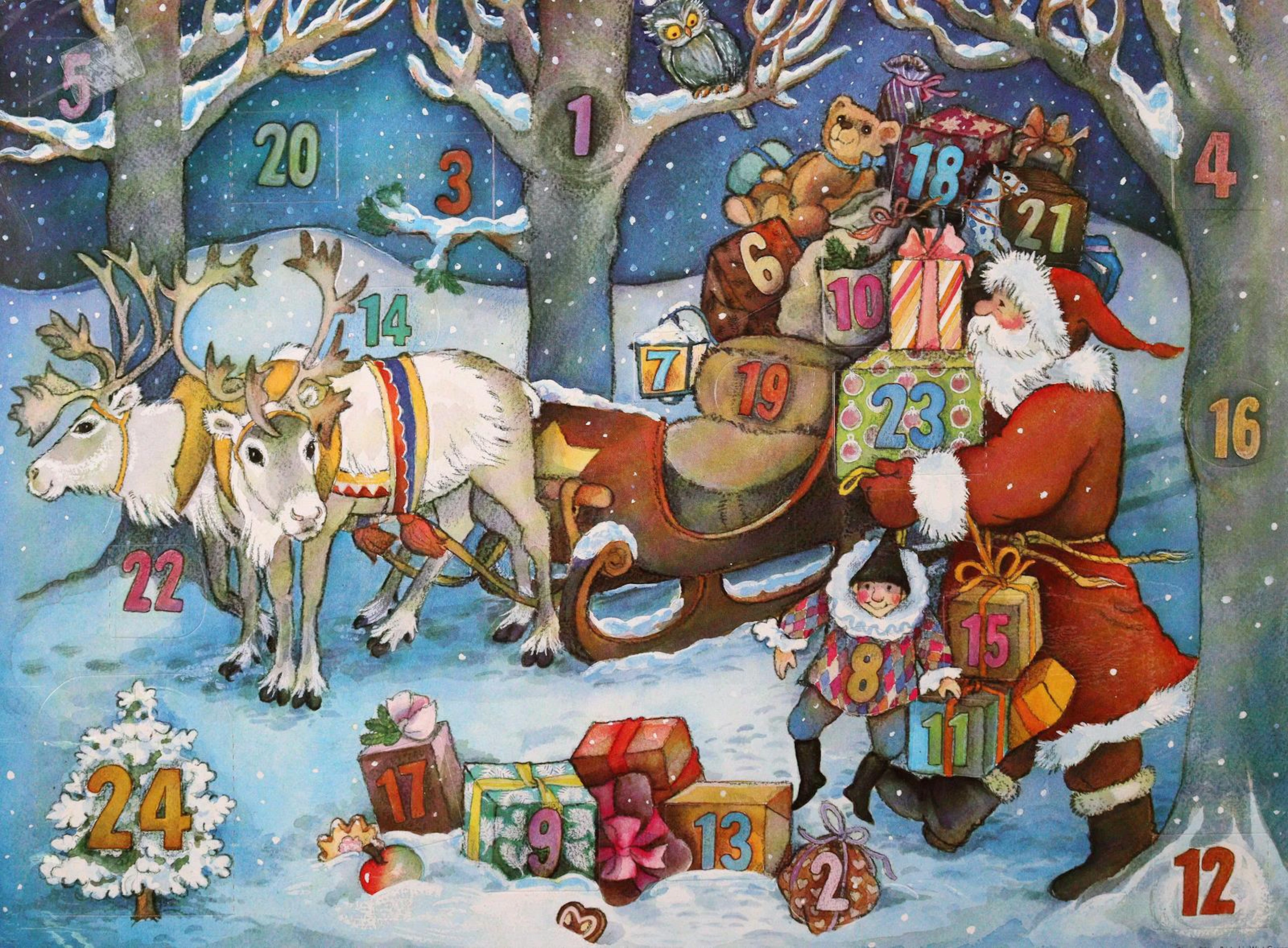Adventskalender. Sammlung von 17 Adventskalendern
