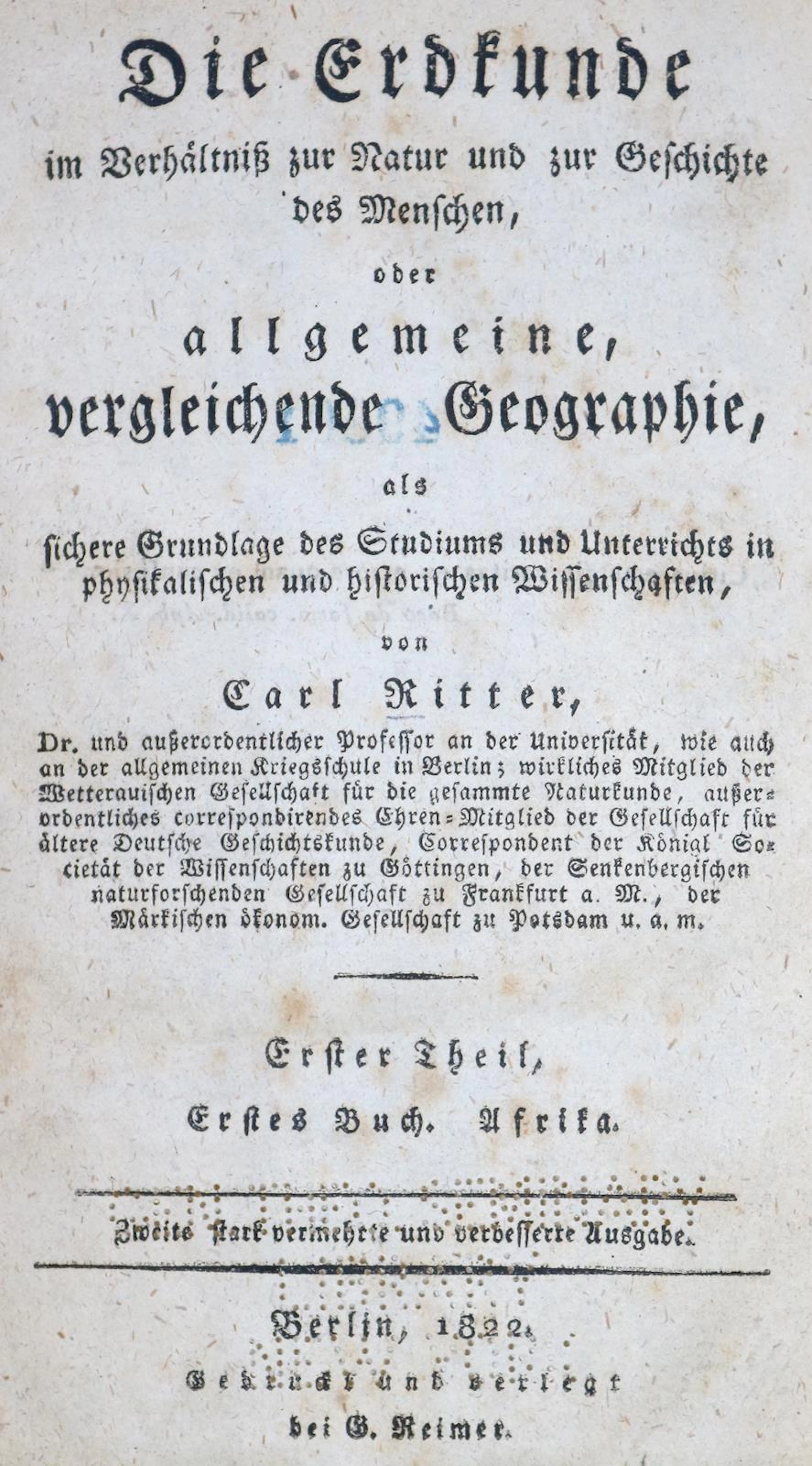 Ritter,C. Die Erdkunde im Verhältniß zur Natur und Geschichte des Menschen