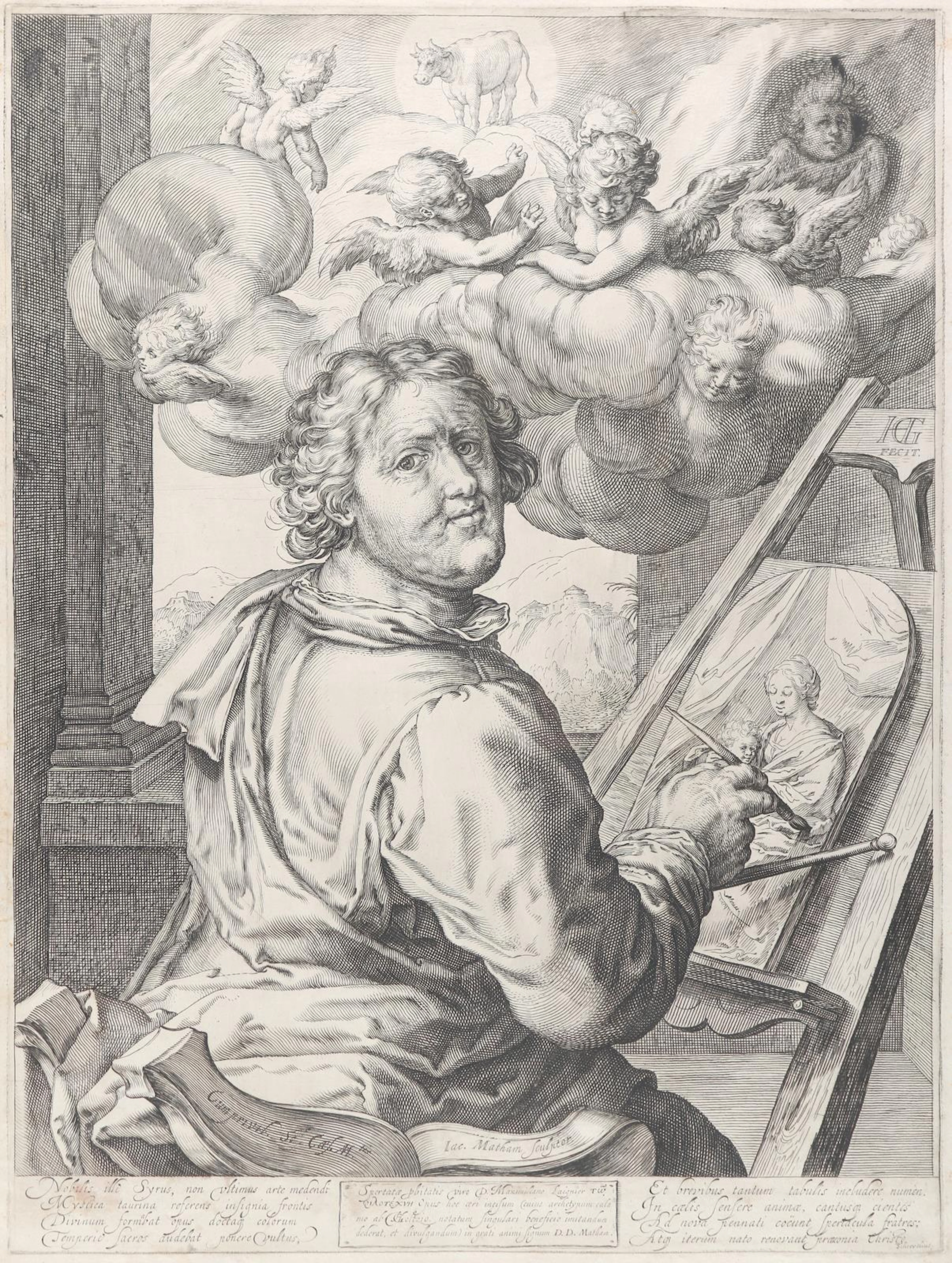 Matham, Jacob (1571 Haarlem 1631). Der heilige Lukas in seiner Werkstatt.