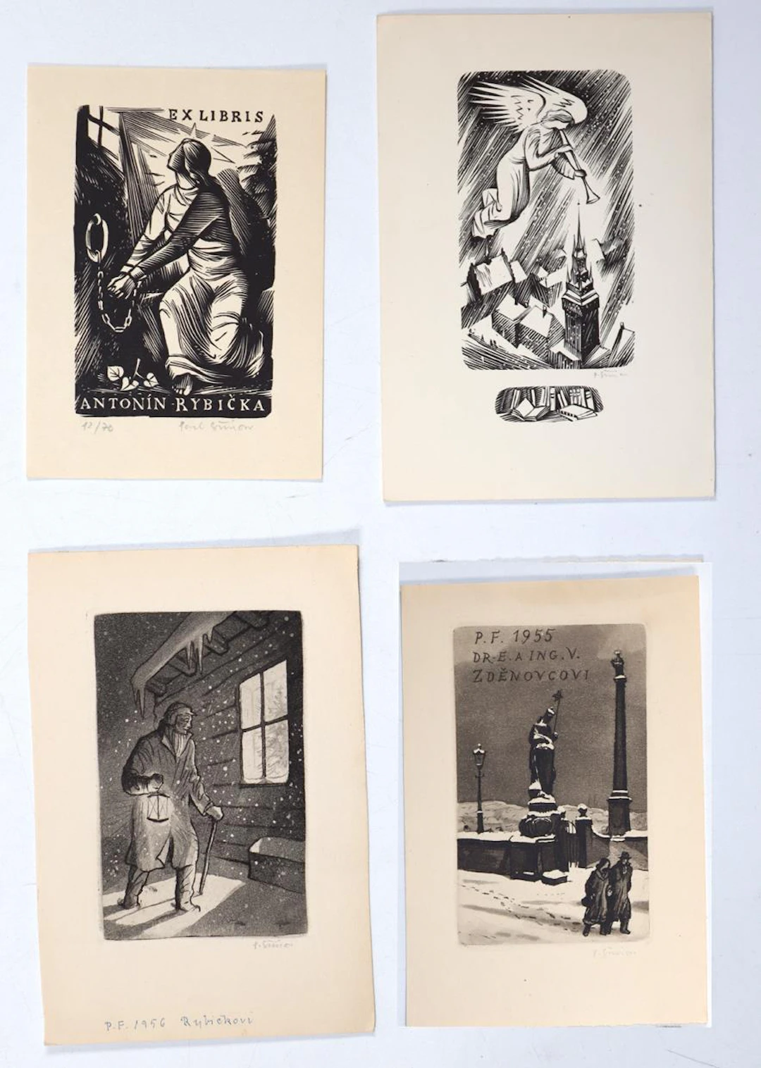 Simon, Pavel (1920-1958). Sammlung von 18 Exlibris in versch. Formaten