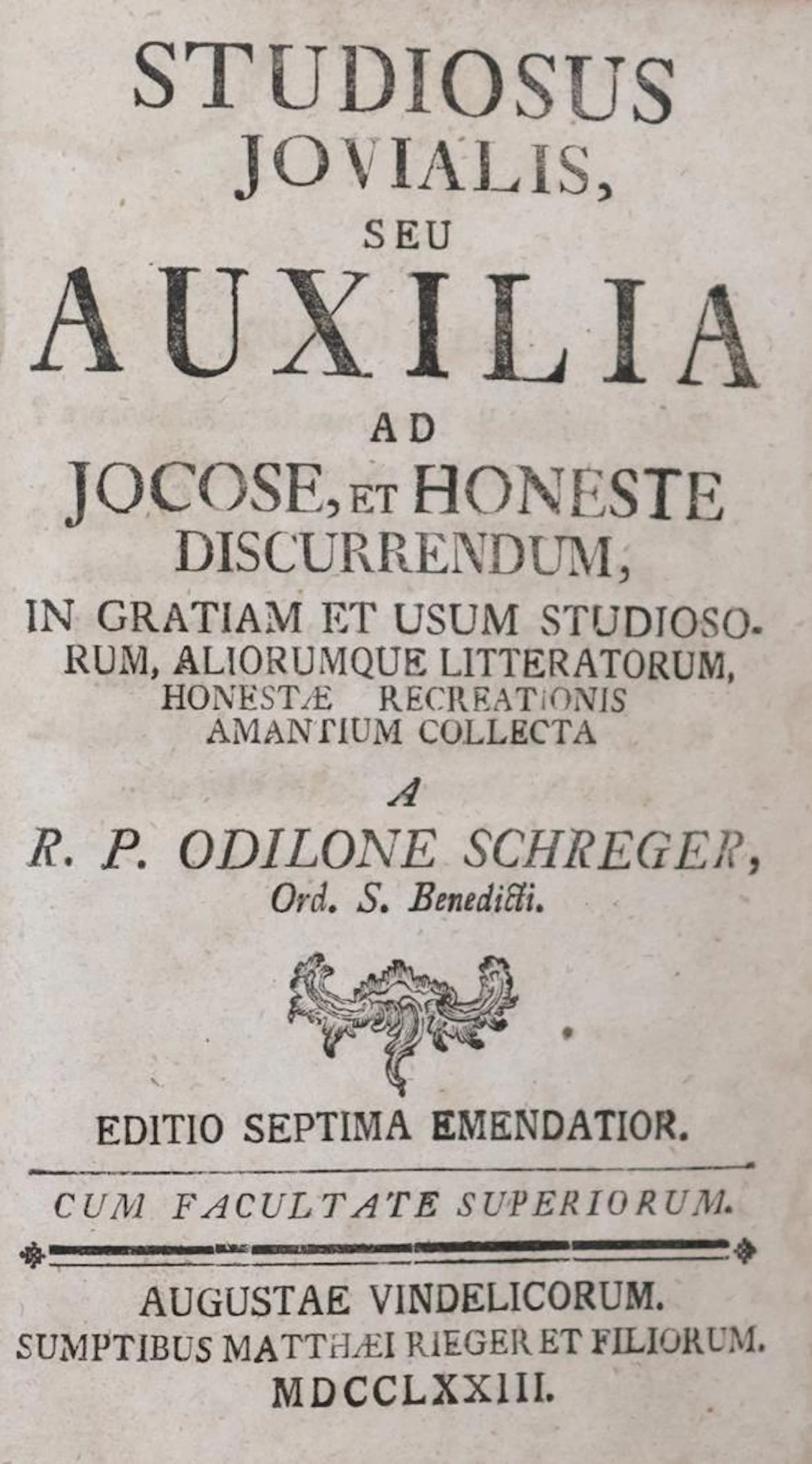 Schreger,O. Studiosus jovialis seu auxilia ad jocose