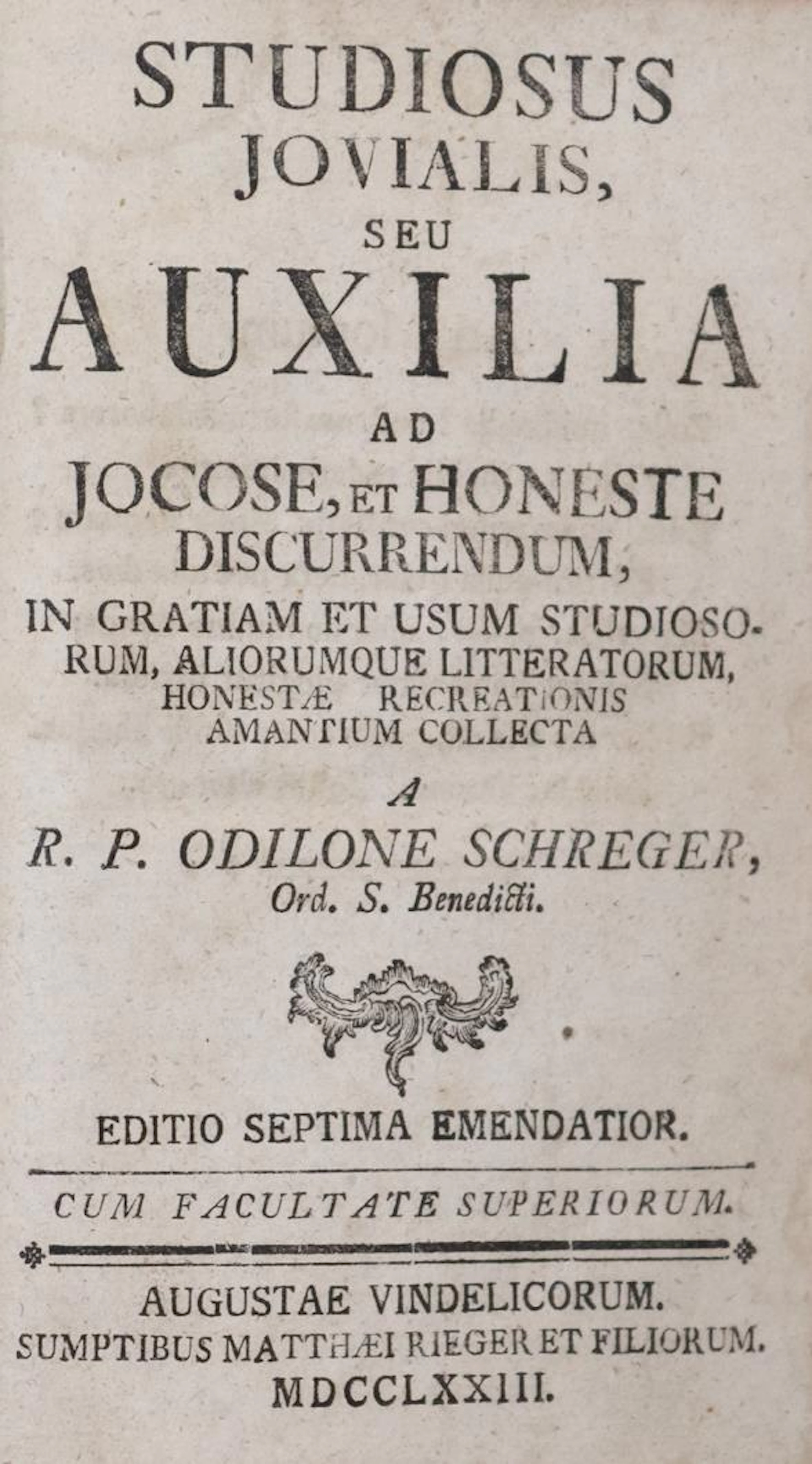 Schreger,O. Studiosus jovialis seu auxilia ad jocose
