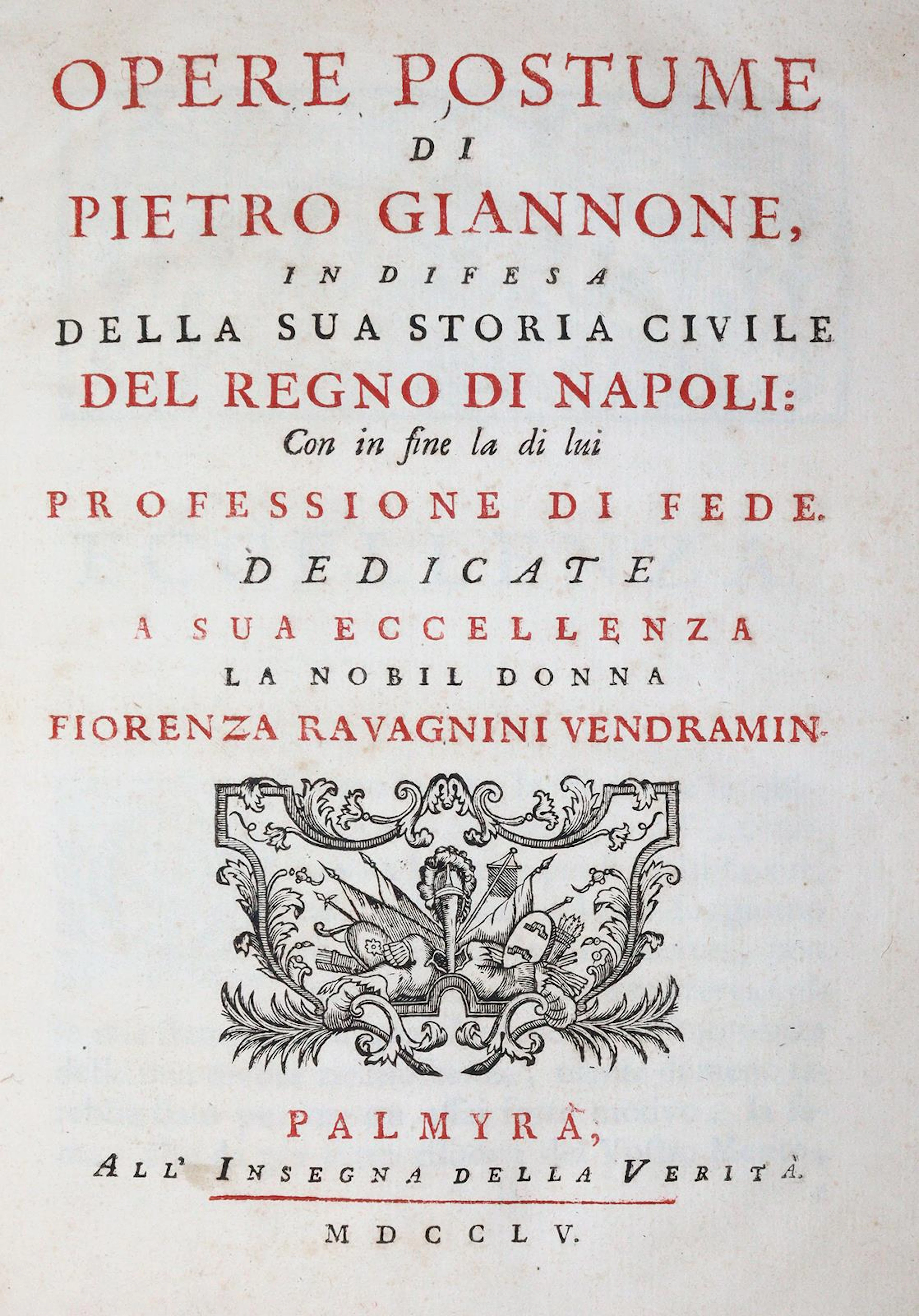 Giannone,P. Opere posthume. In difesa della sua storia civile del