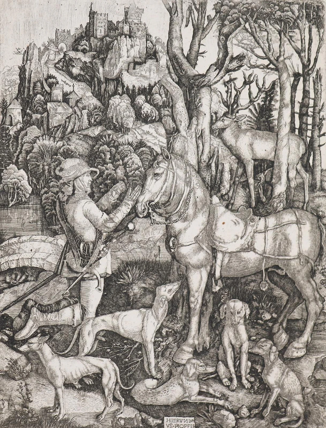 Hopfer, Hieronymus (1500 Augsburg - Nürnberg 1563). Der Hl. Eustachius.
