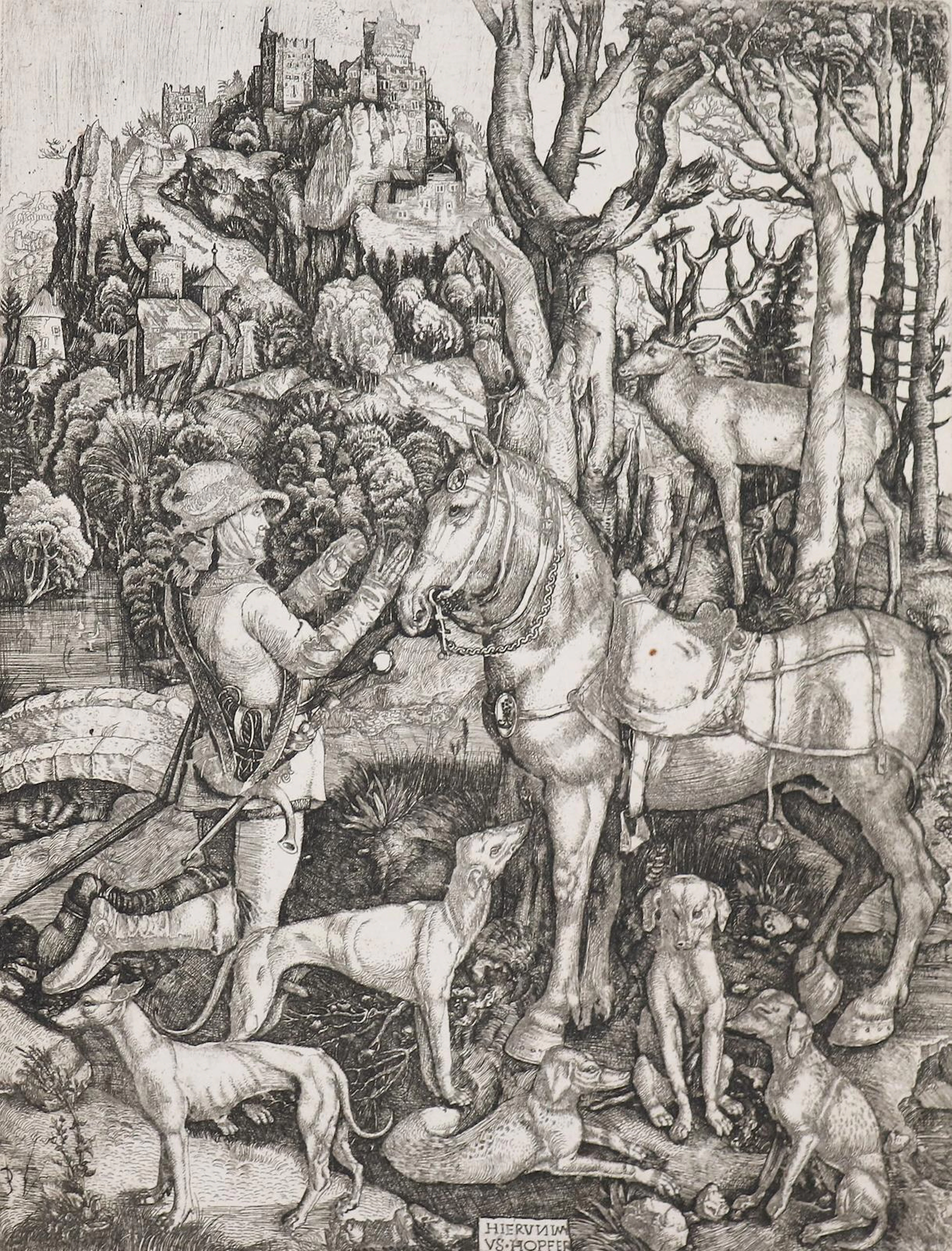 Hopfer, Hieronymus (1500 Augsburg - Nürnberg 1563). Der Hl. Eustachius.