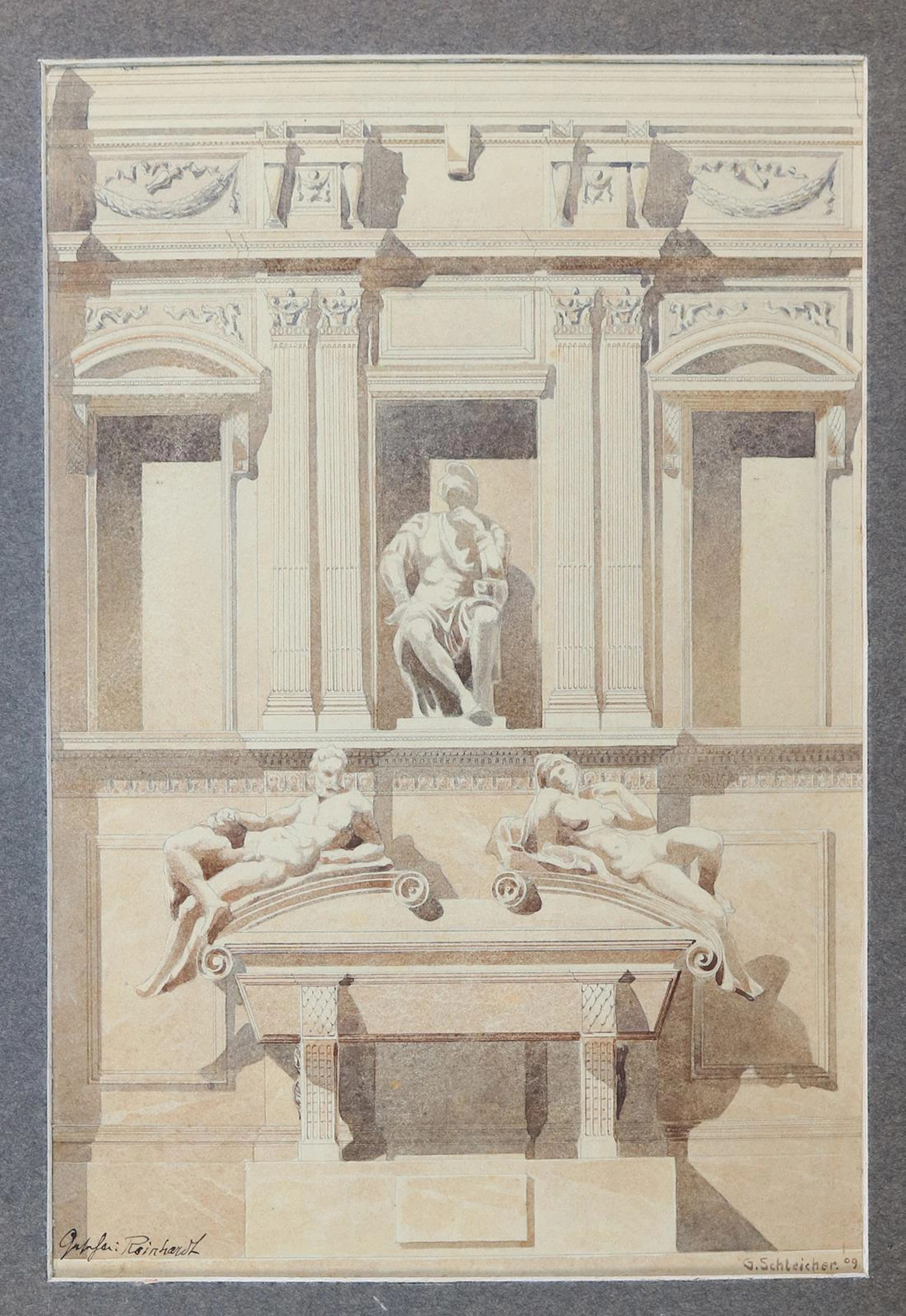Schleicher, Gustav (1887 Stuttgart 1973). Klassizistische Fassade.