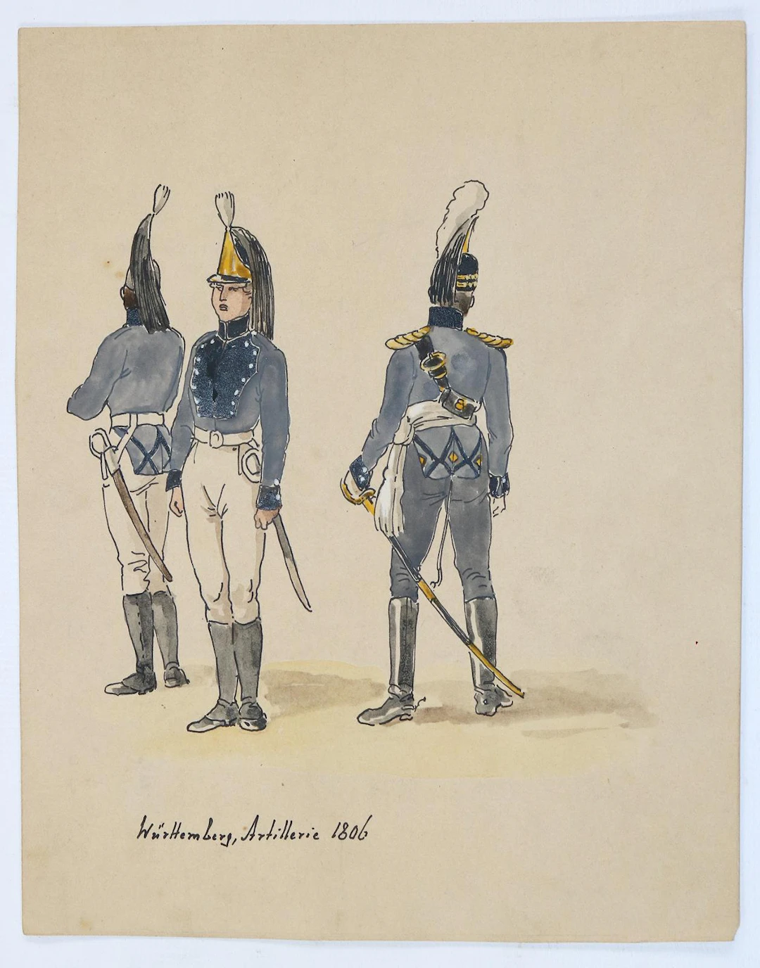 Militaria. Sammlung v. 6 Bll. Zeichnungen u. Skizzen. Versch. Form. u. Techn.