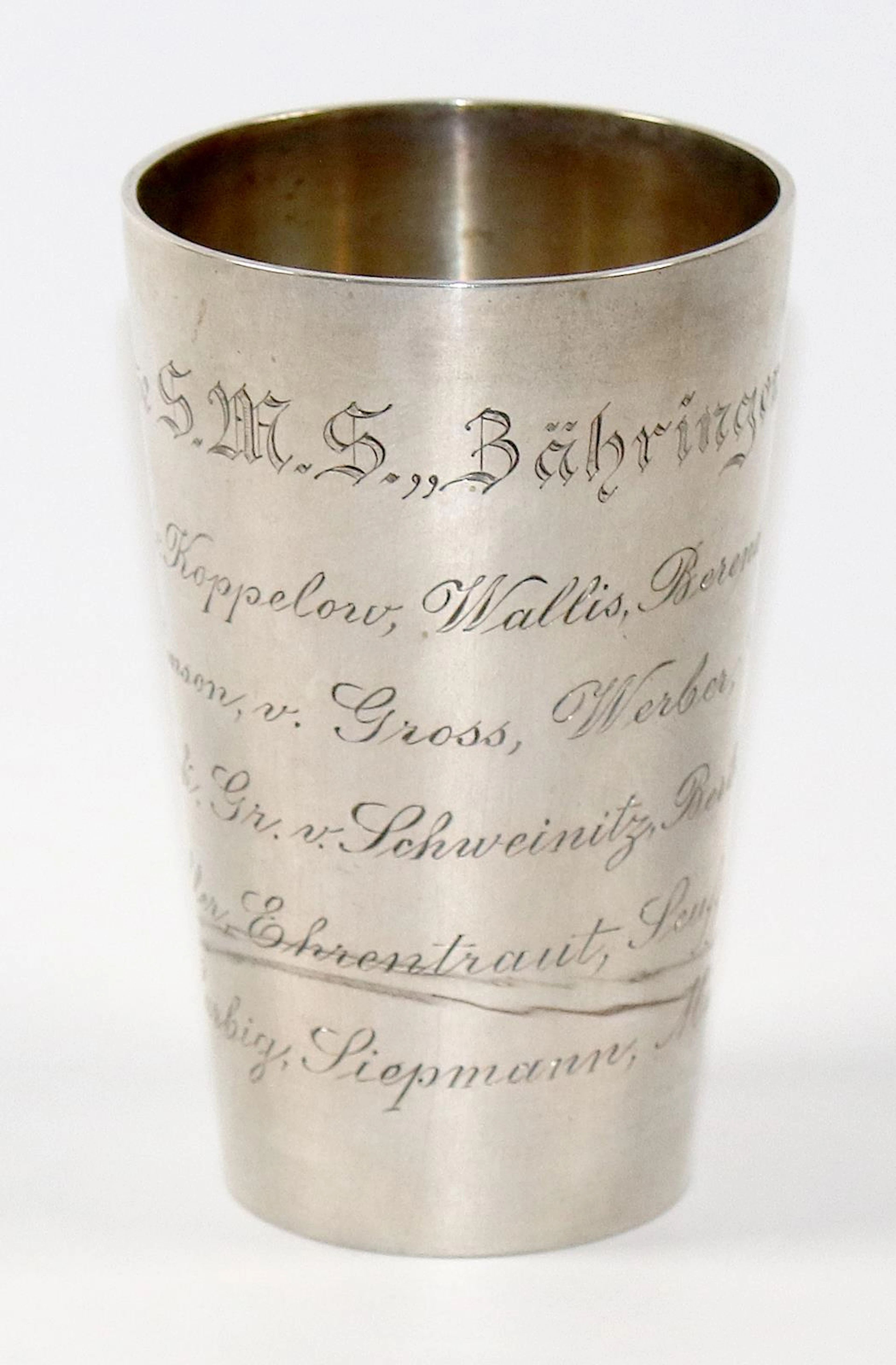 Offiziersbecher der SMS Zähringen 1906. 800 Silber Wilkens Bremen
