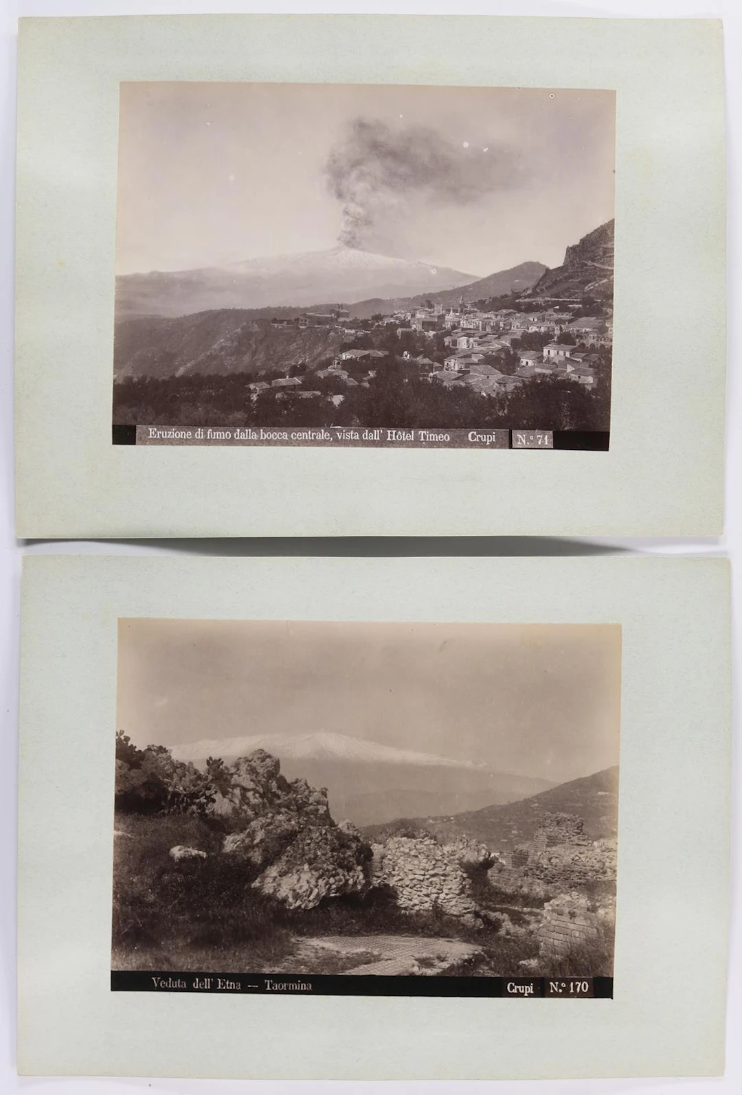 Crupi, Giovanni (1859-1925). 11 Photographien des Etnas und von Taormina.