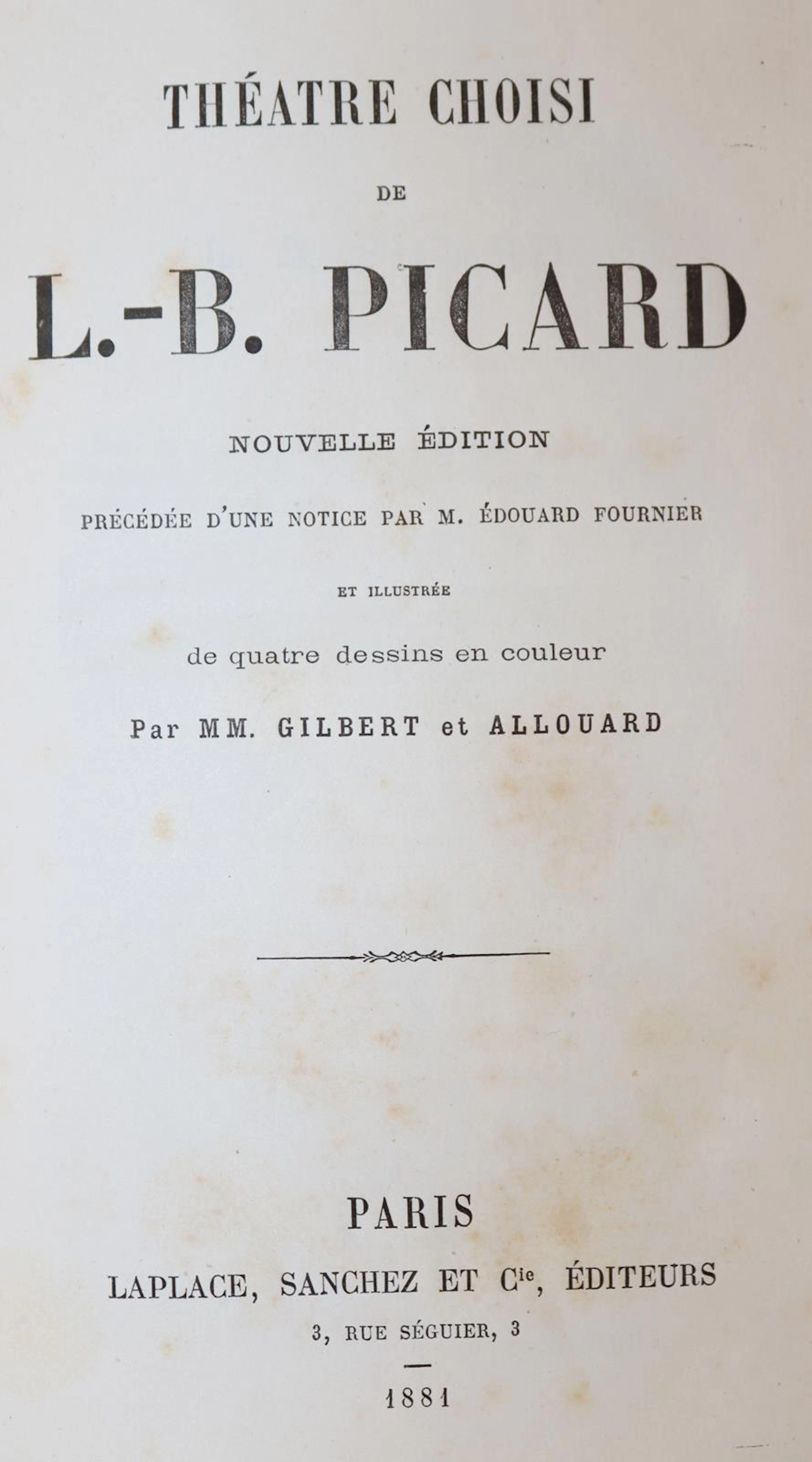Picard,L.-B. Theatre choisi. Nouvelle edition. Paris