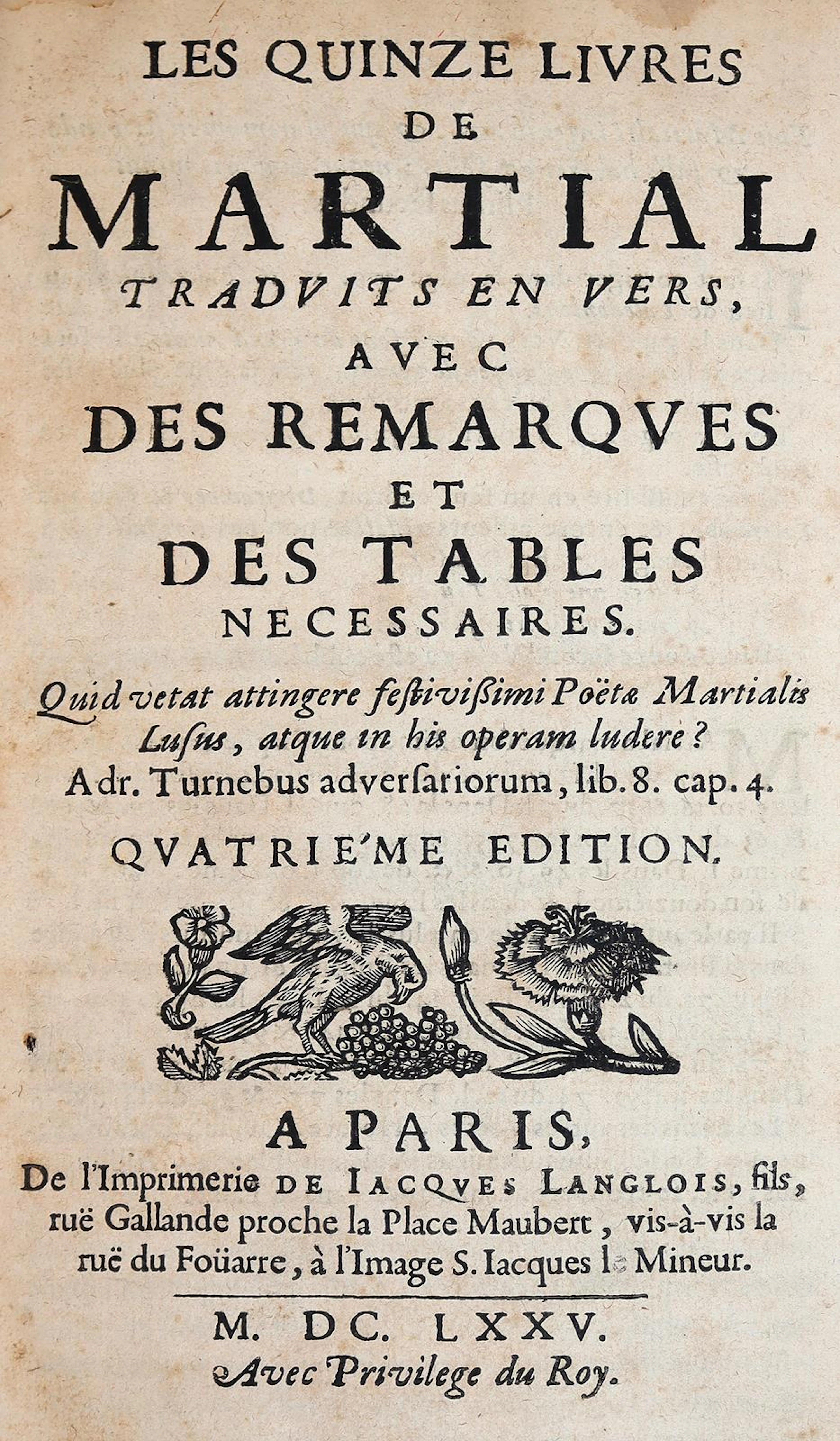 Martial. Les quinze livres. Traduits en vers