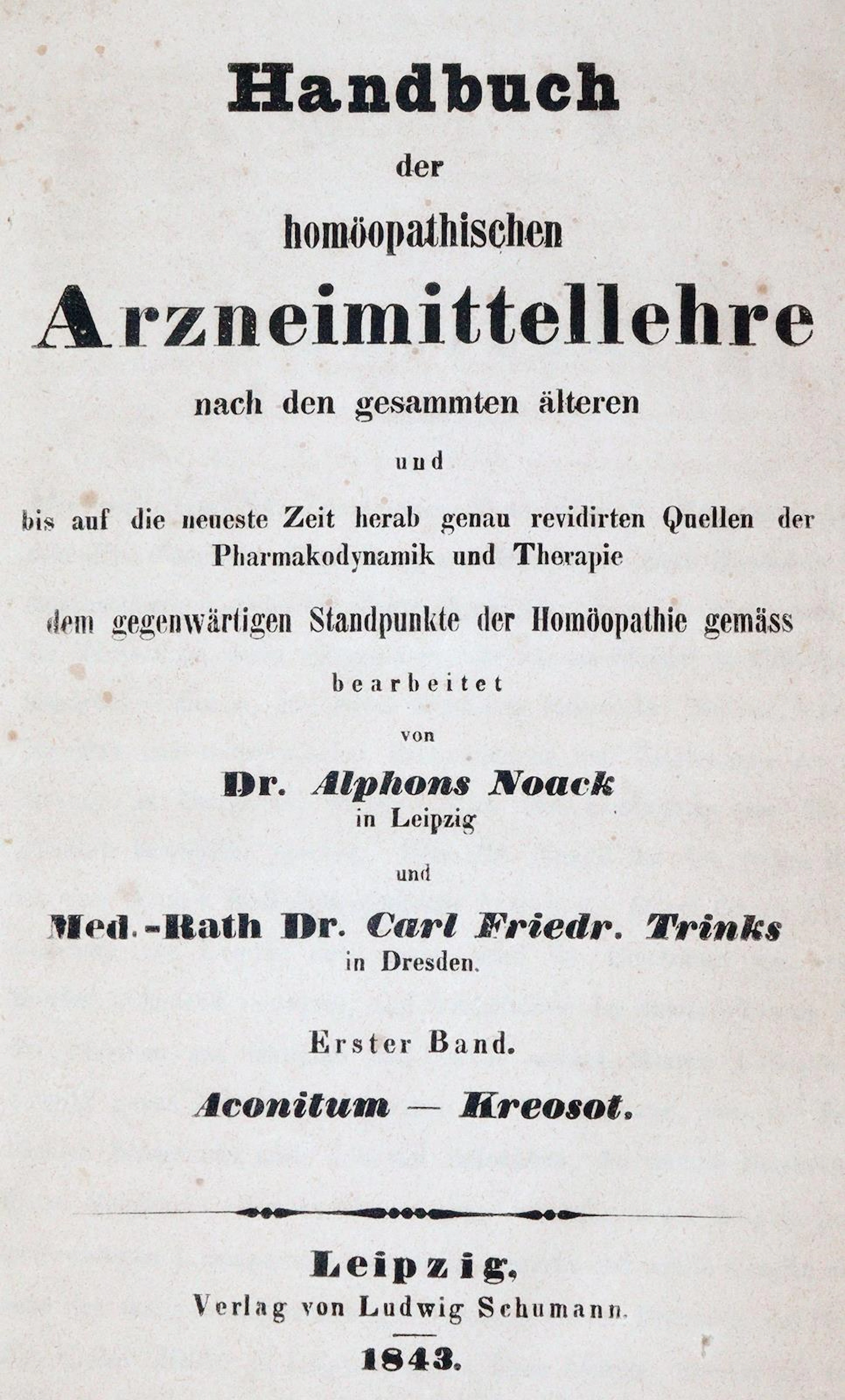 Noack,A., C.F.Trinks (u. C.Müller). Handbuch der homöopathischen Arzneimittelleh
