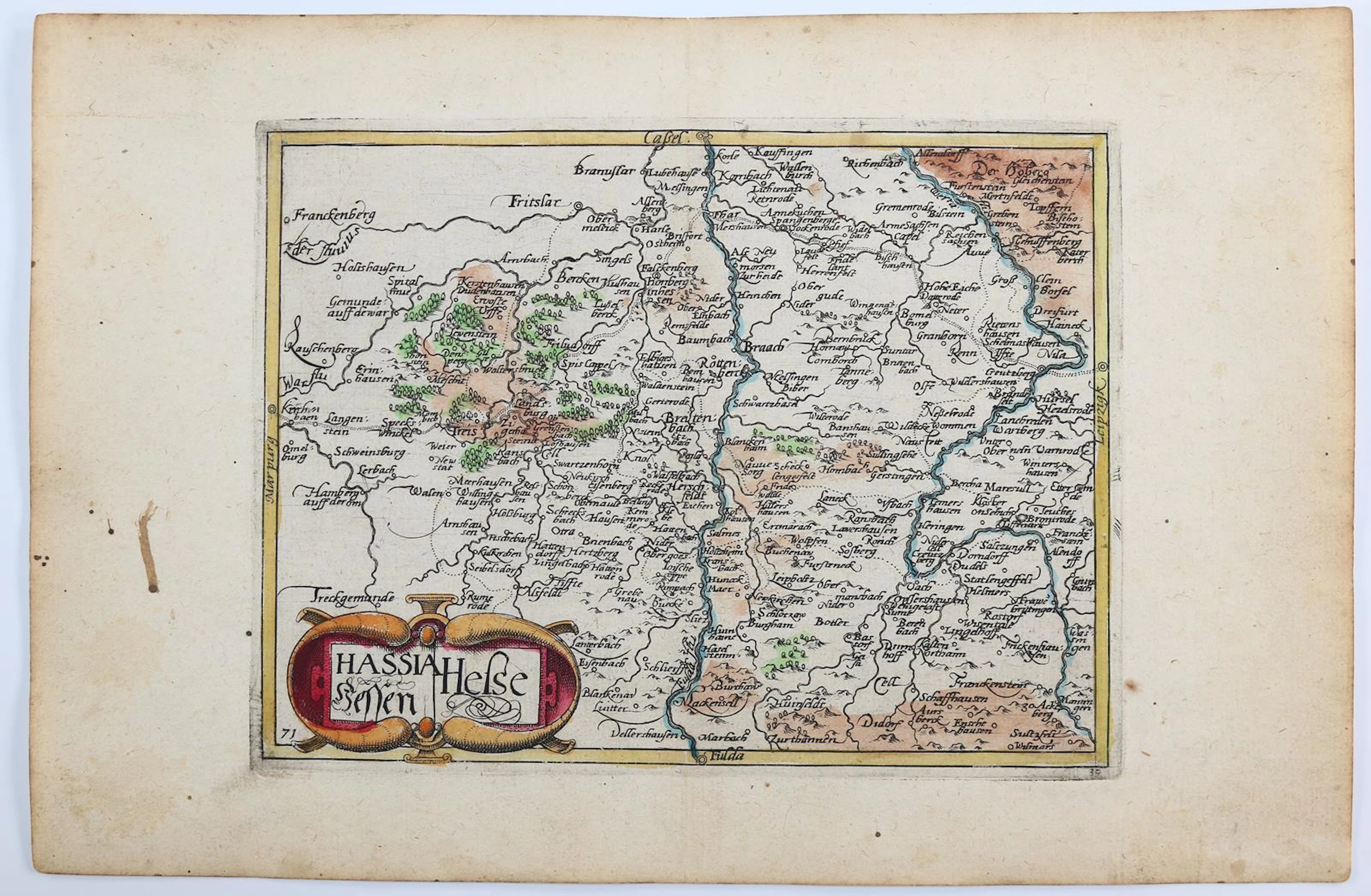 Hessen. Aus "Itinerarium Orbis Christiani". Tls. kolor. Kupferstichkarte