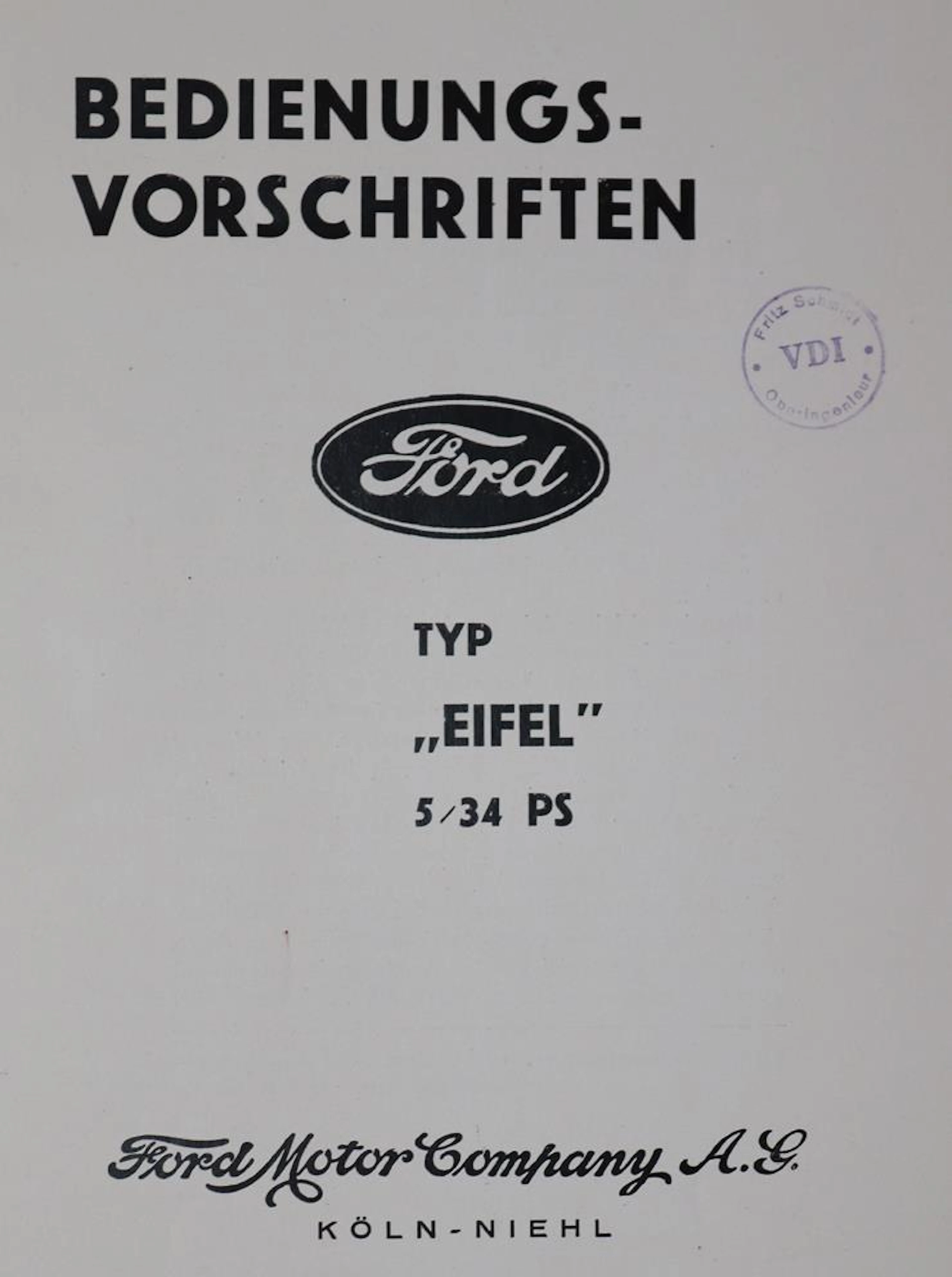 Ford AG. Bedienungsvorschriften