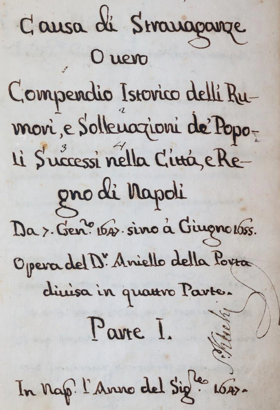 Della Porta,A. Causi di stravaganze o vero compendio istorico delli