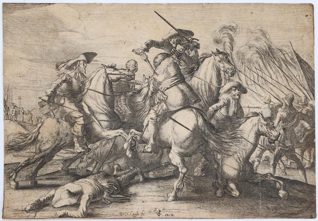 Lande, Willem van (ca. 1610 Delft - Amsterdam 1650). Schlachtdarstellung.