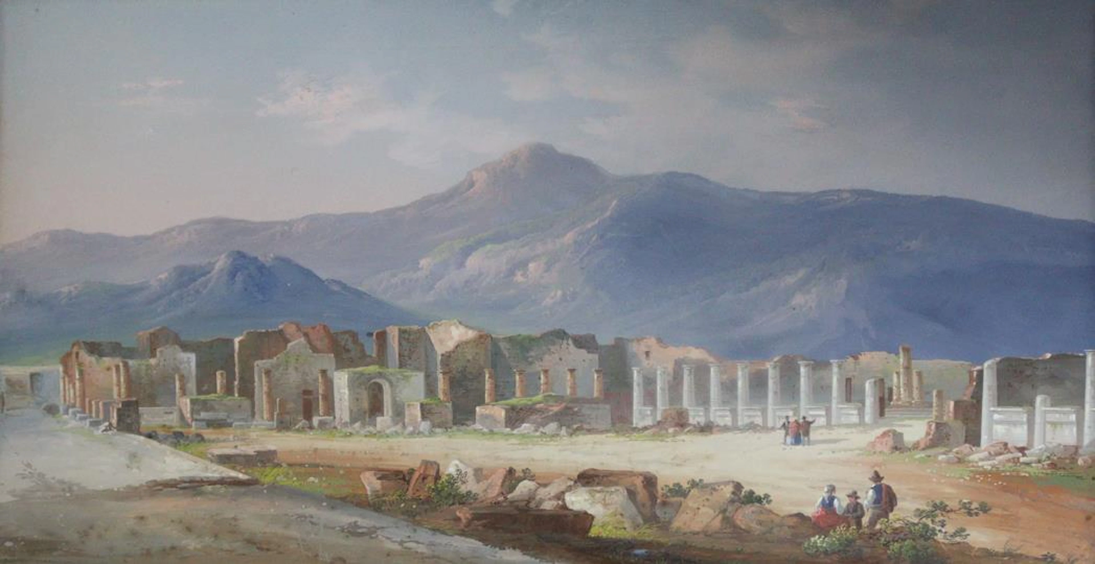 Pompeji. Das Forum. Gouache auf Papier. Unten rechts undeutlich sign.