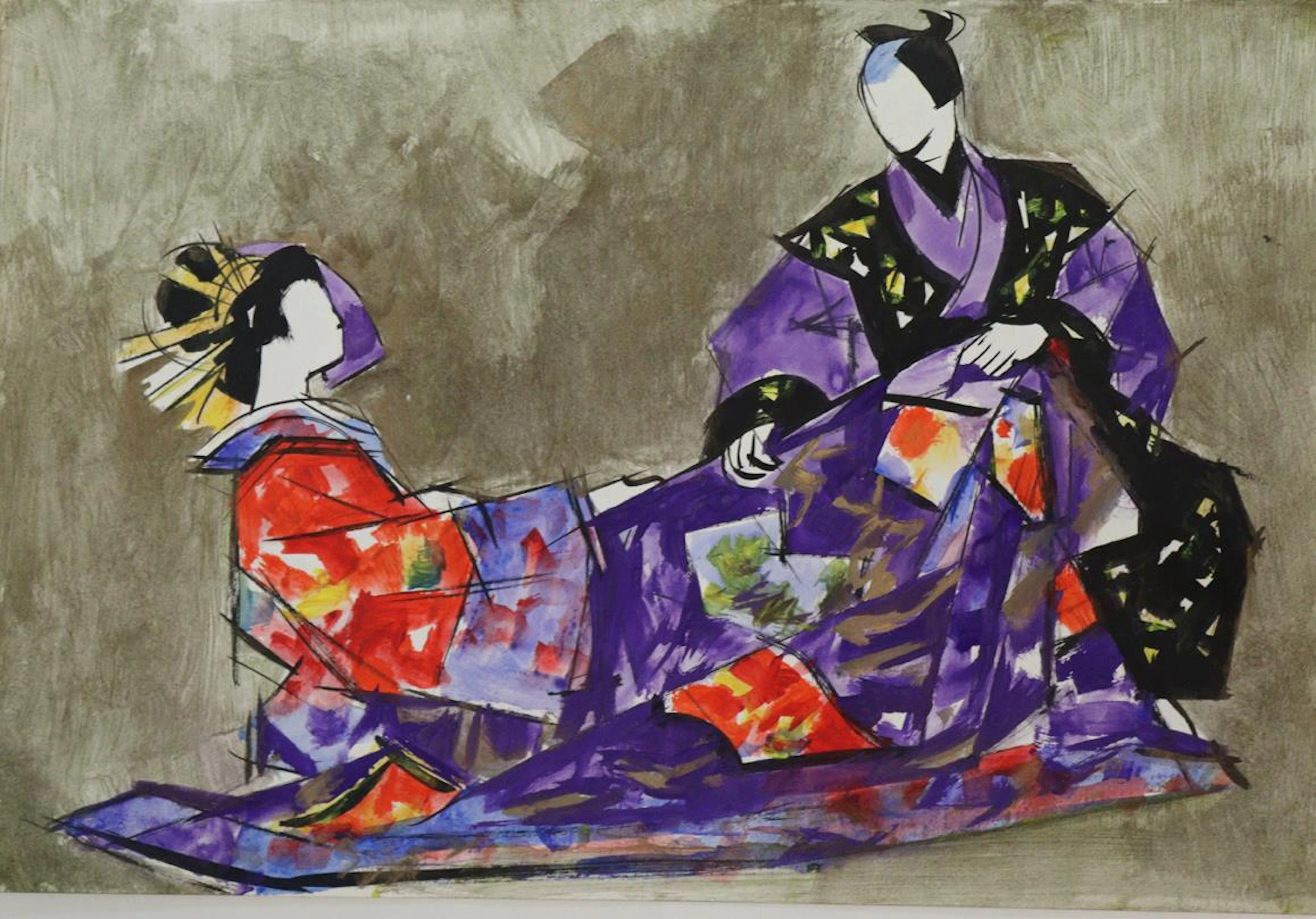 Theater in Japan. 40 Bll. Malereien. Meist mit Tänzerinnen