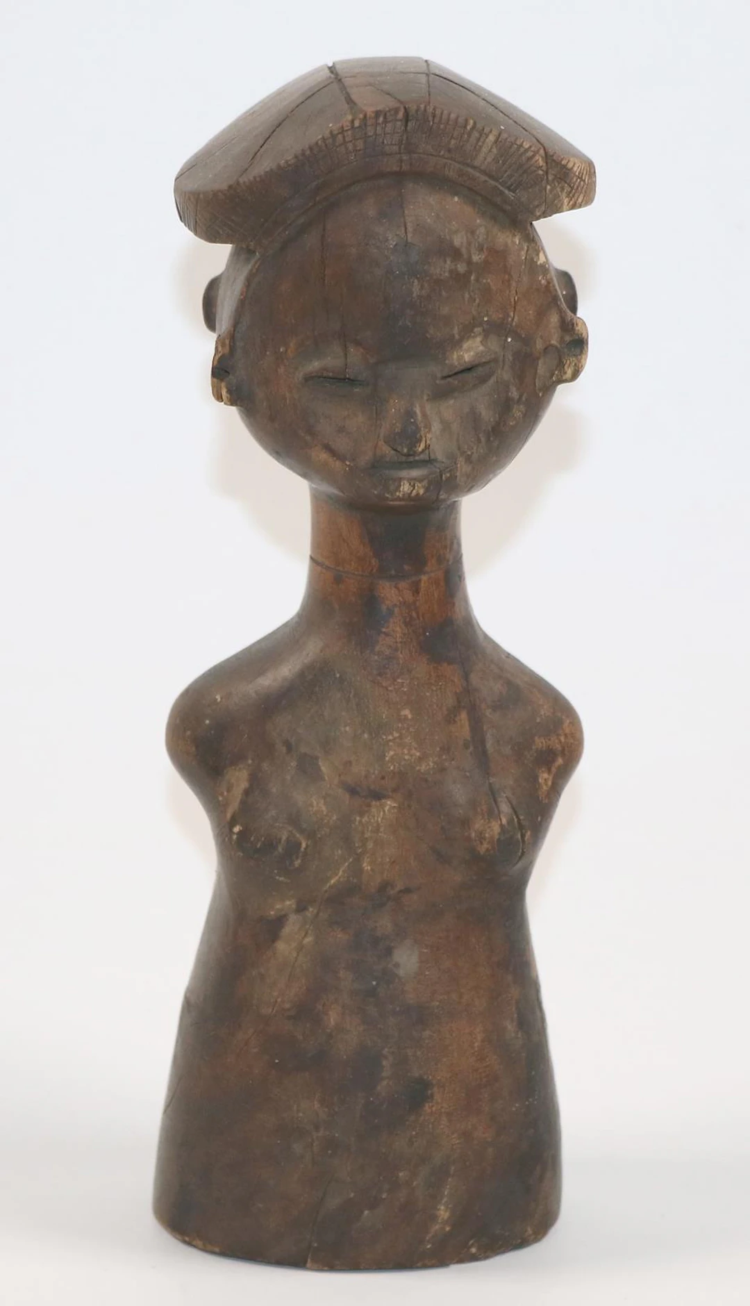 Baule o. Senufo. Weiblicher Halbtorso. Holz geschnitzt mit dunkler