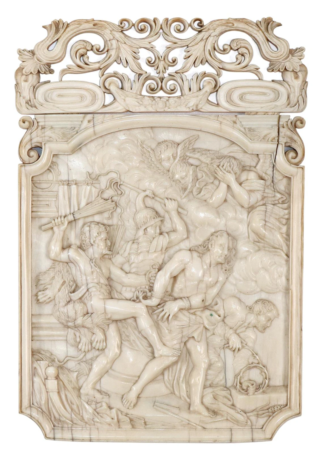 Kreuzweg Christi. Wandtafel aus Elfenbein mit feinem Relief. Darstellung