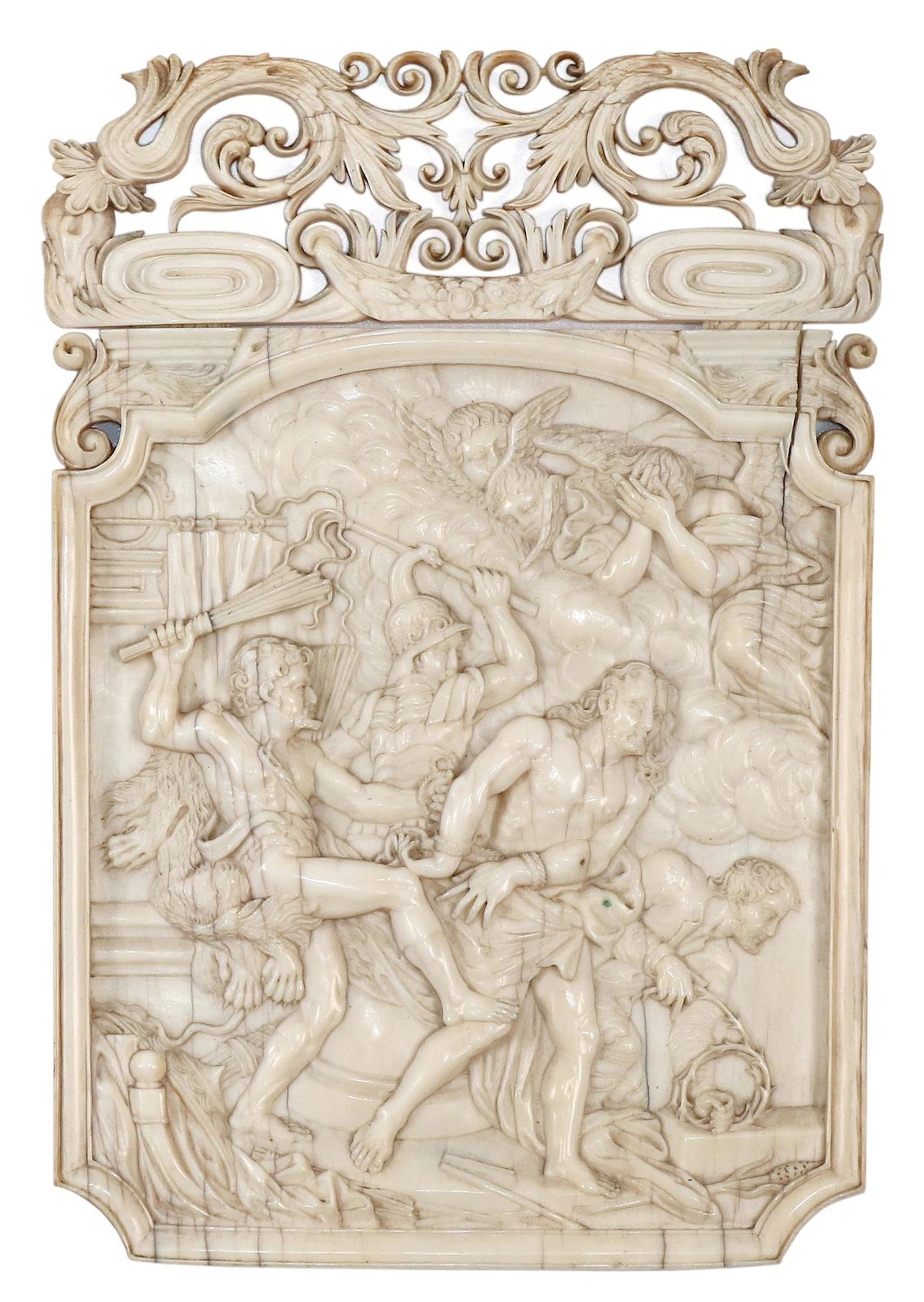 Kreuzweg Christi. Wandtafel aus Elfenbein mit feinem Relief. Darstellung