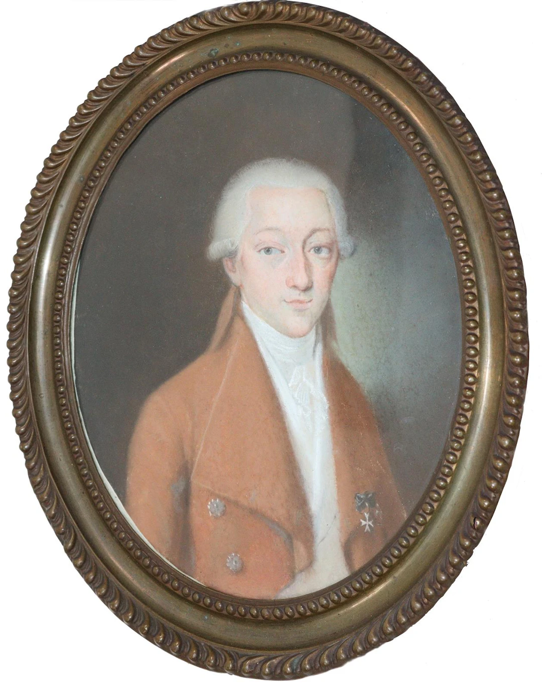 Habsburg. Ovales Portrait eines Herren im rötlichen Gehrock mit Orden
