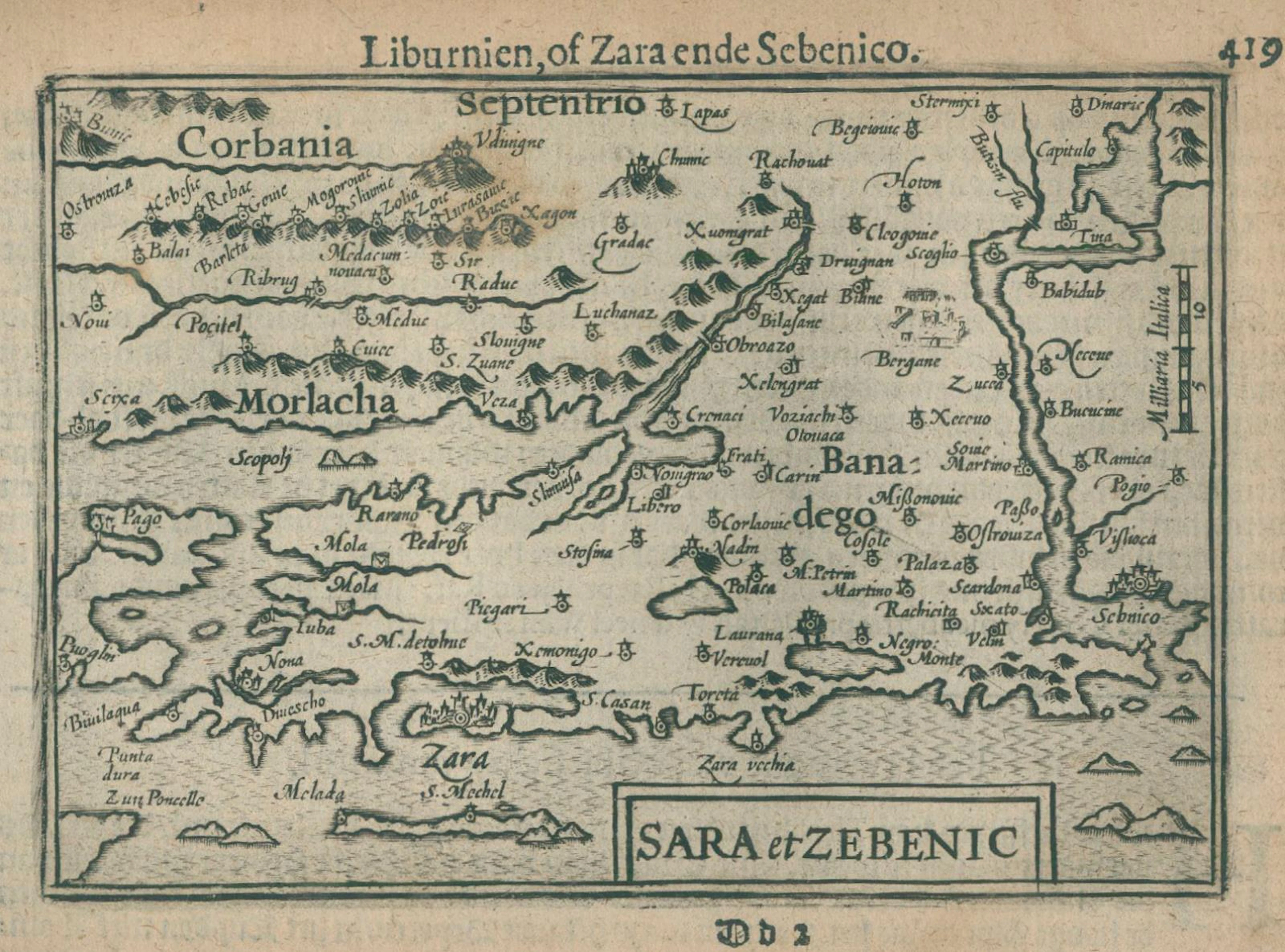 Kroatien. Liburnien of Zara ende Sebenco. Kupferstichkarte aus Hand-boeck