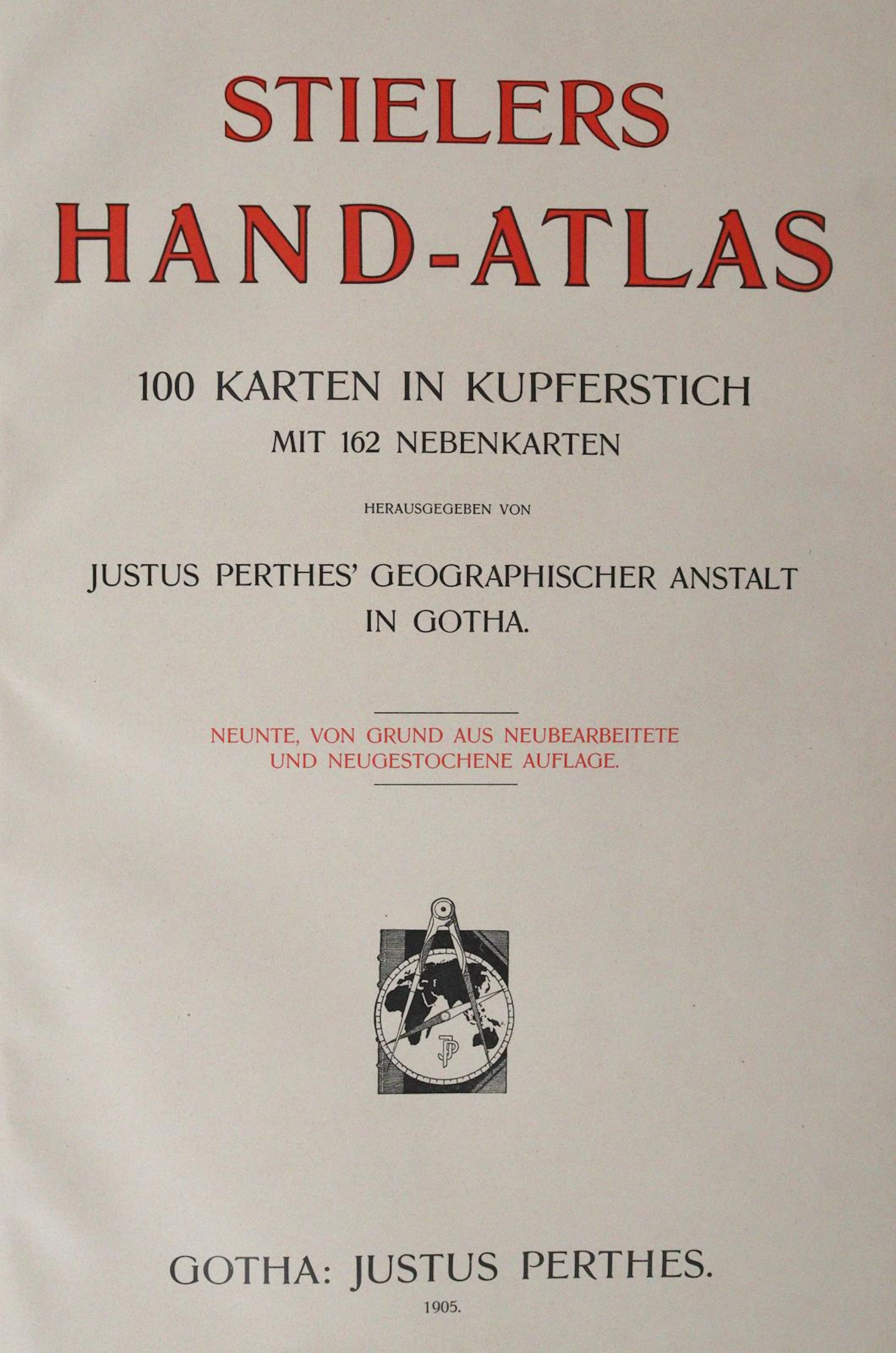 Stieler,A. Hand-Atlas über alle Theile der Erde und über das Weltgebäude.