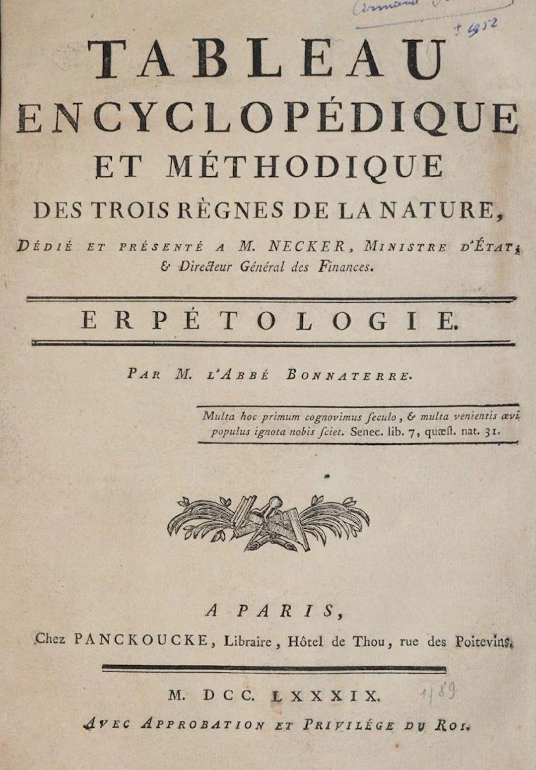 Bonnaterre,(J.P.). Erpetologie (Und:) Ophiologie. Paris