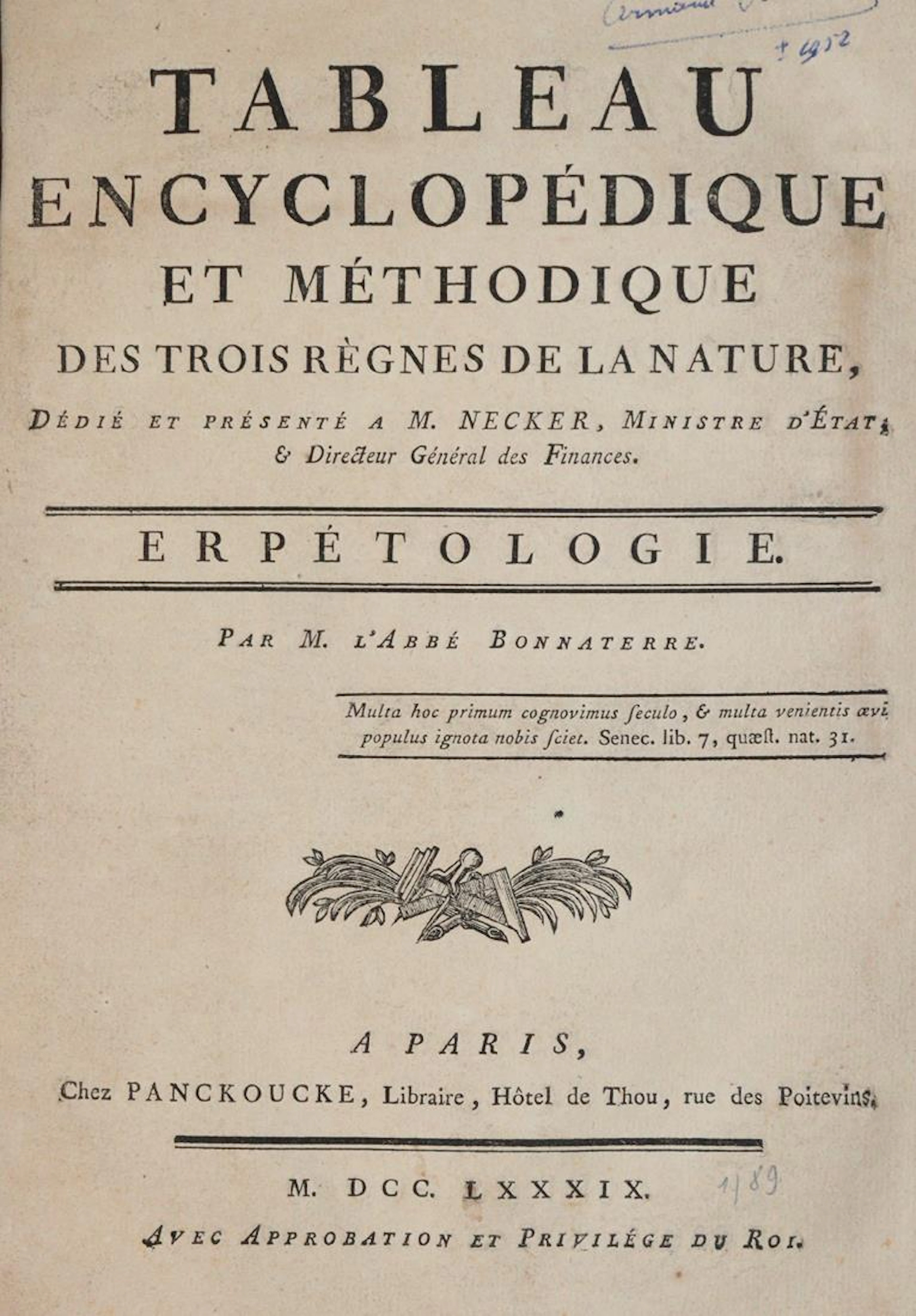 Bonnaterre,(J.P.). Erpetologie (Und:) Ophiologie. Paris