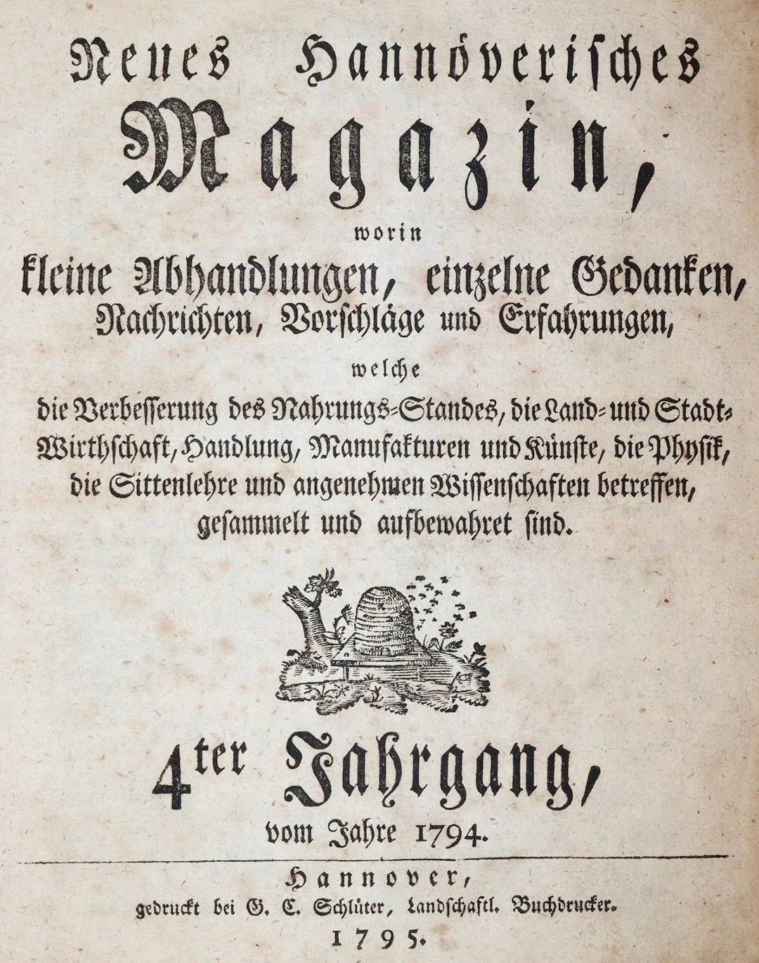 Neues Hannoverisches Magazin. 4. Jg. vom Jahre 1794. Hannover