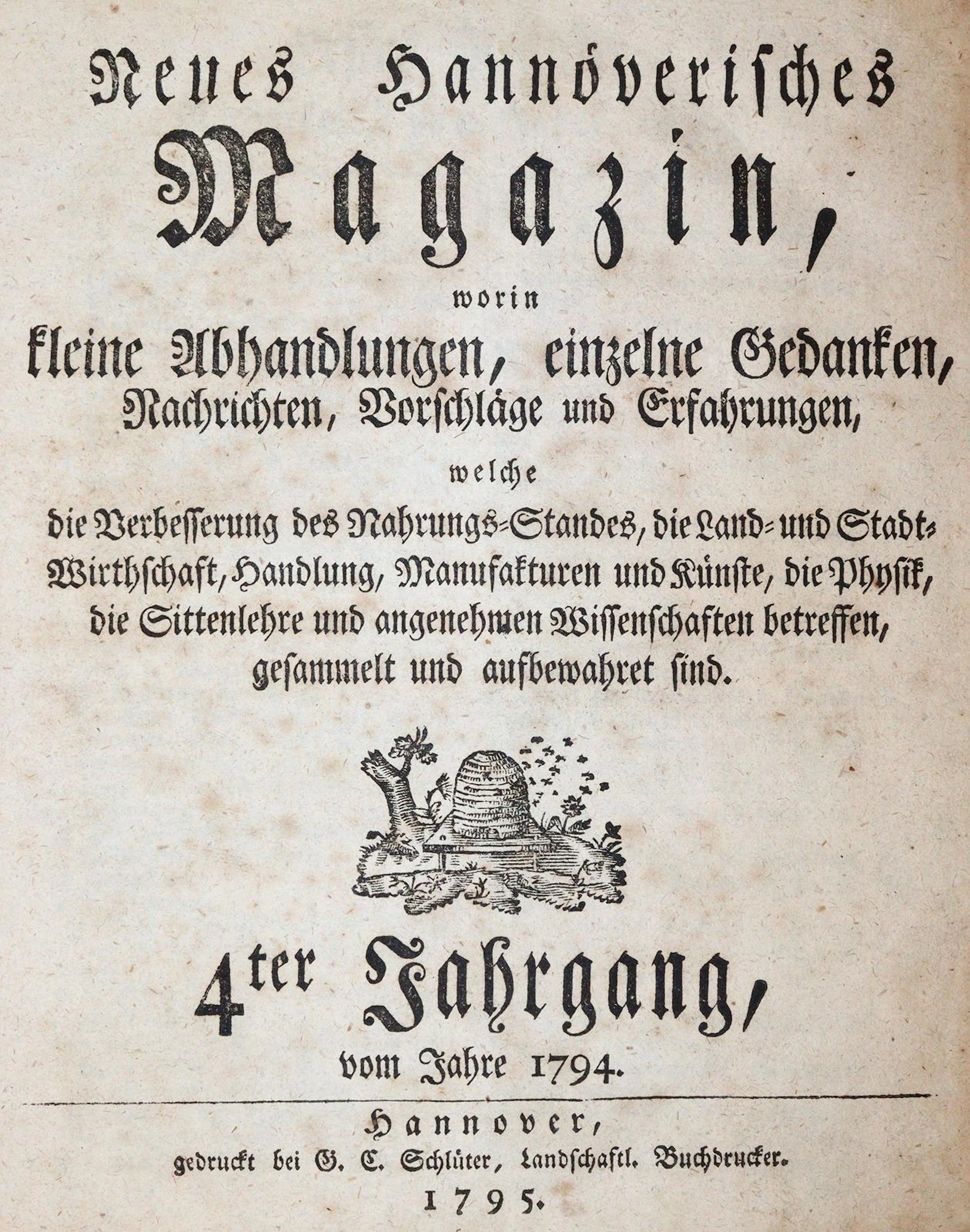 Neues Hannoverisches Magazin. 4. Jg. vom Jahre 1794. Hannover