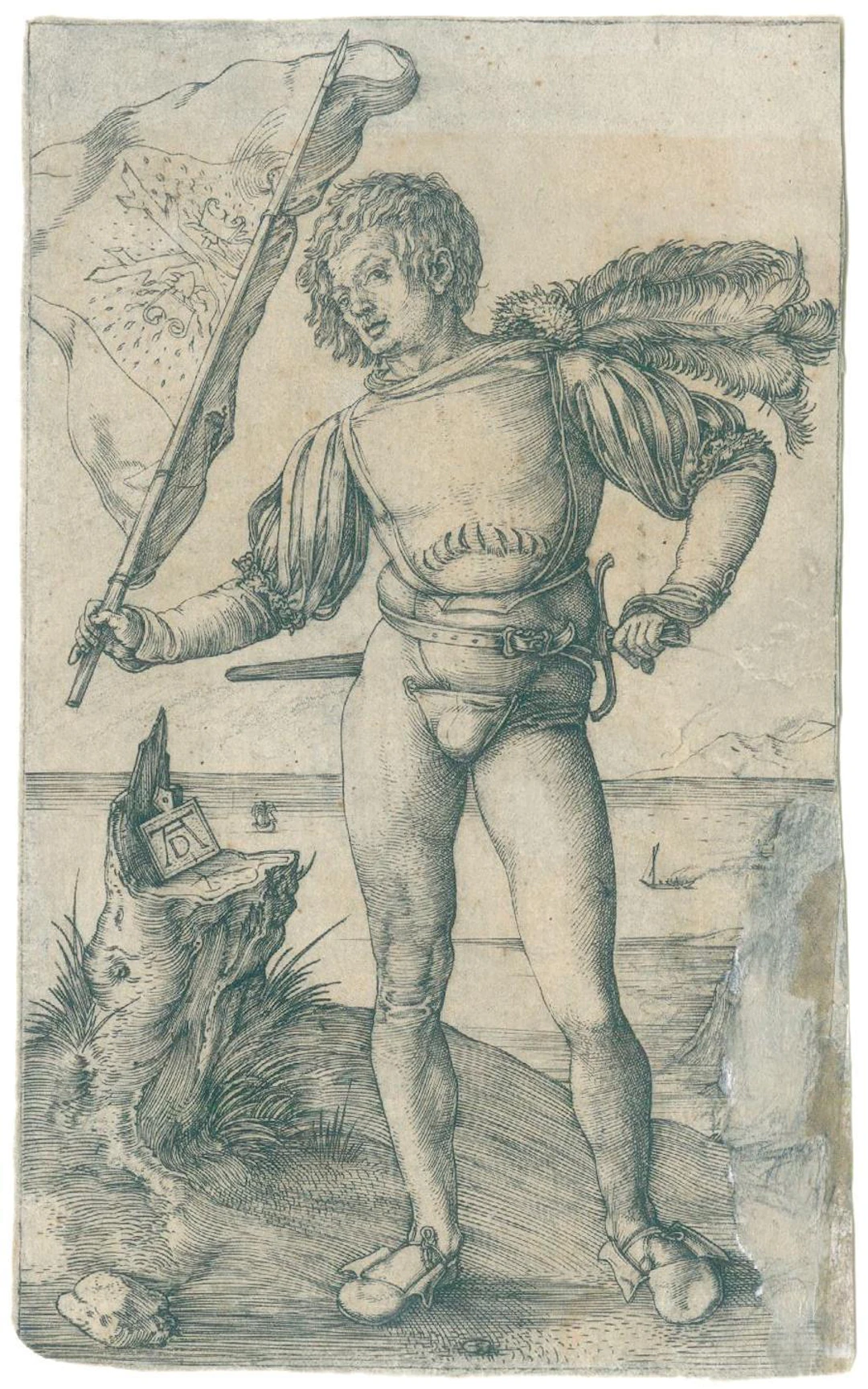 Dürer, Albrecht (1471 Nürnberg 1528). Der Fahnenschwinger. Kupferstich