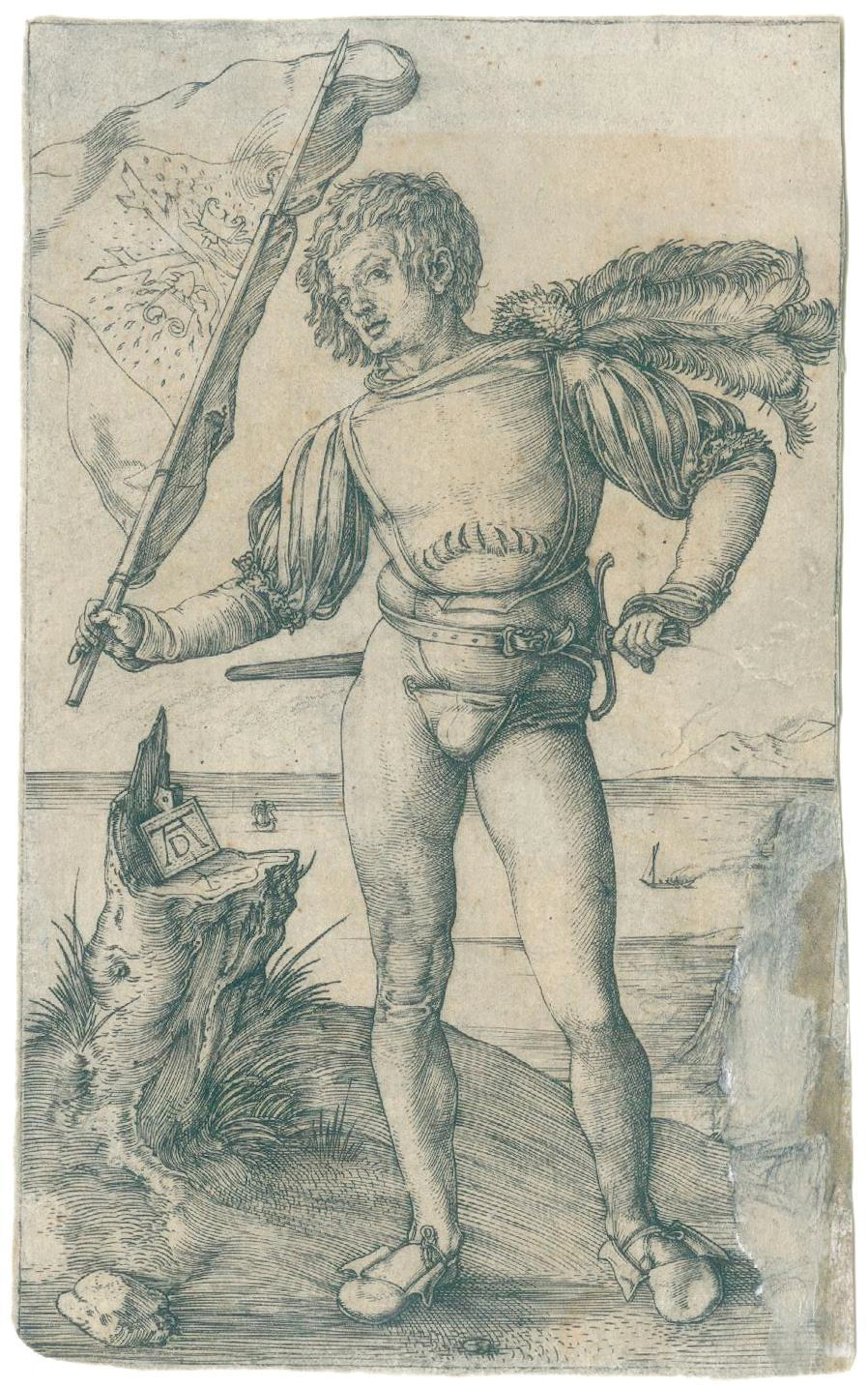 Dürer, Albrecht (1471 Nürnberg 1528). Der Fahnenschwinger. Kupferstich